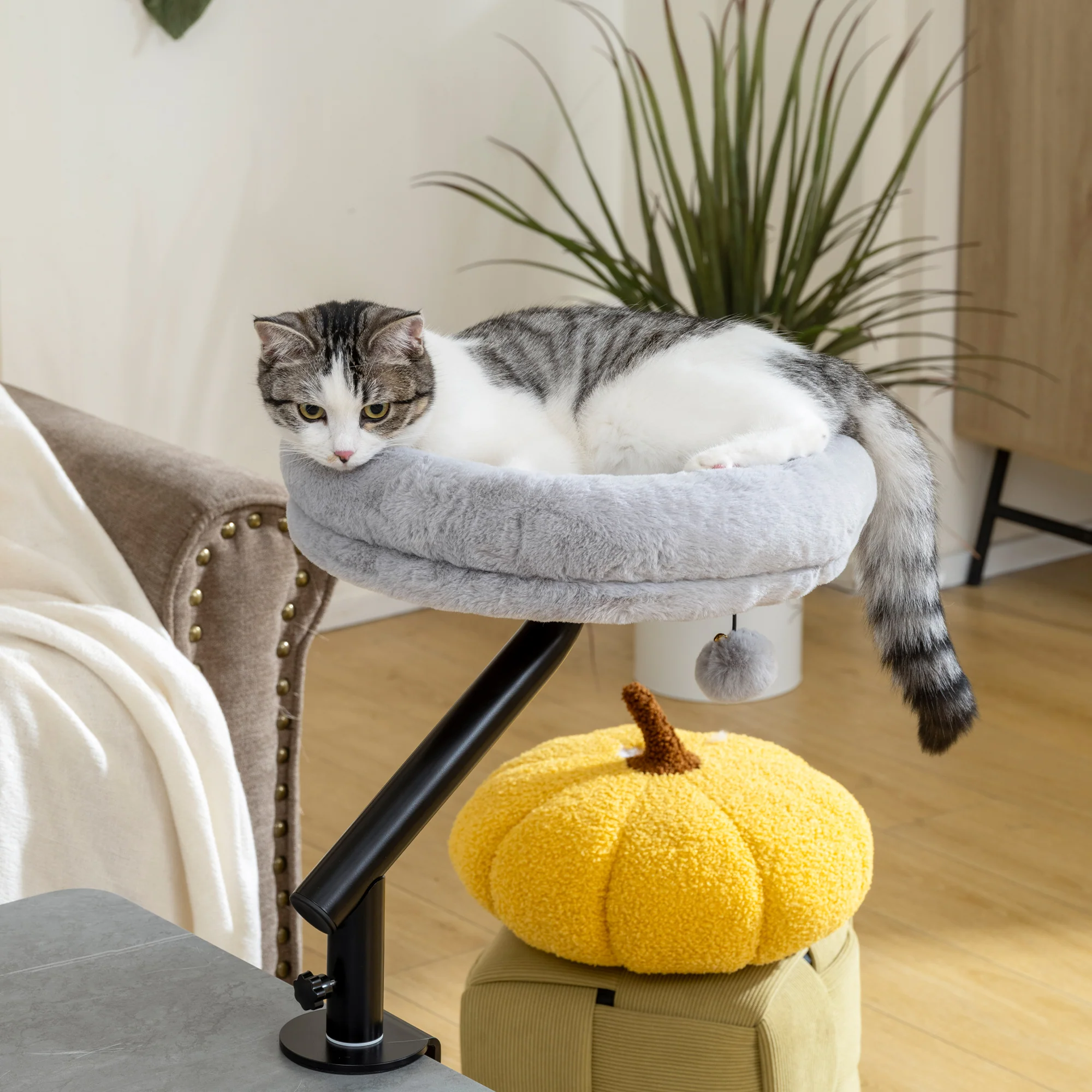 PawHut Cat Bed For Desk, 360° Rotatable Adjustable Cat Nest Hammock - Image 2