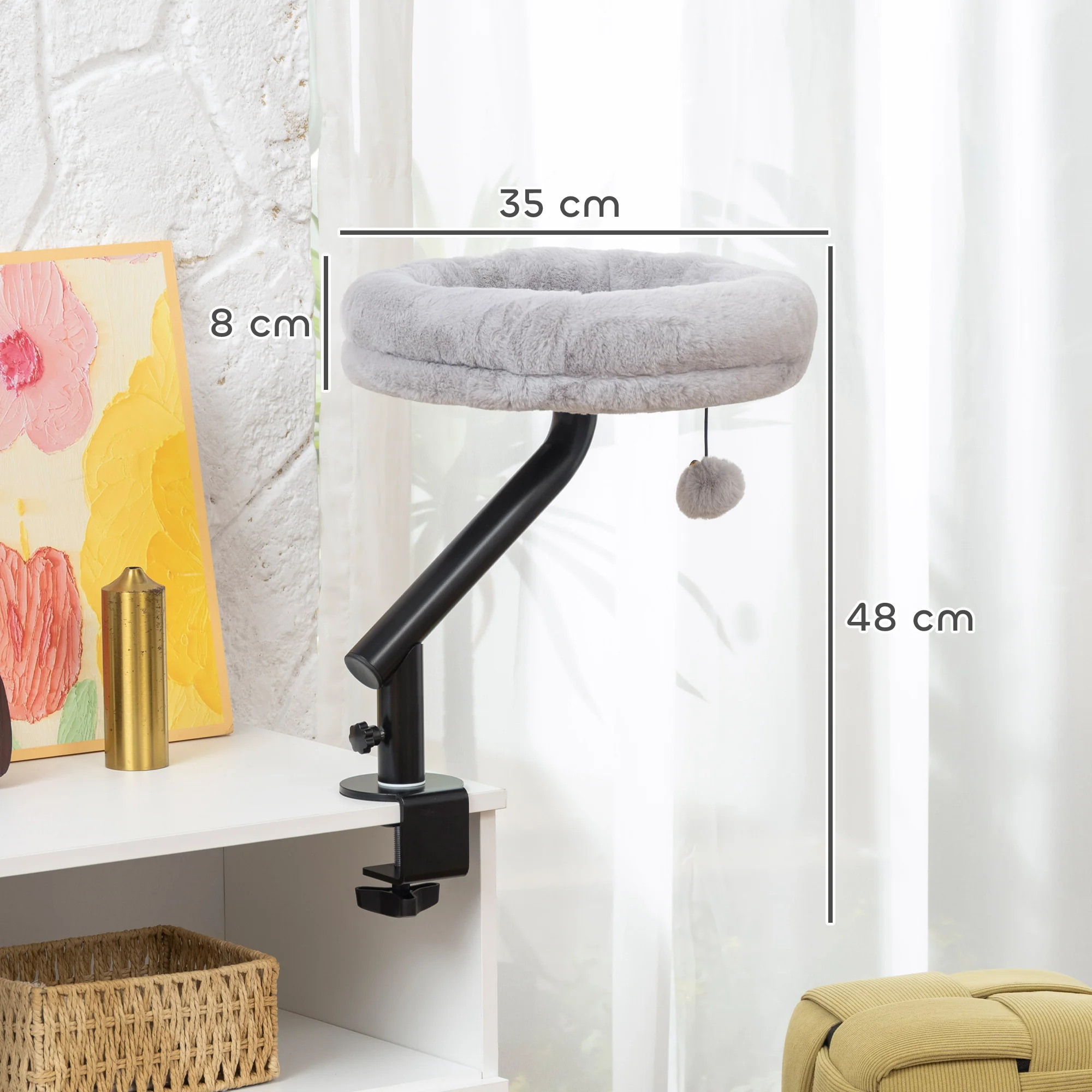PawHut Cat Bed For Desk, 360° Rotatable Adjustable Cat Nest Hammock - Image 5