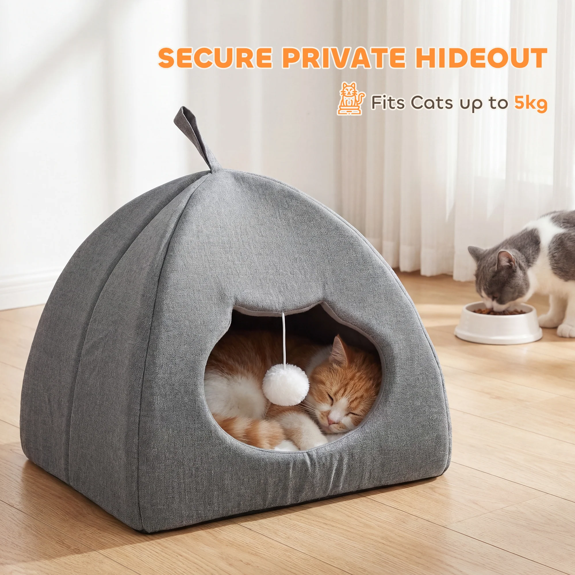 PawHut Cat Cave, Cat House With Removable Cushion For Indoor Kittens - Image 6