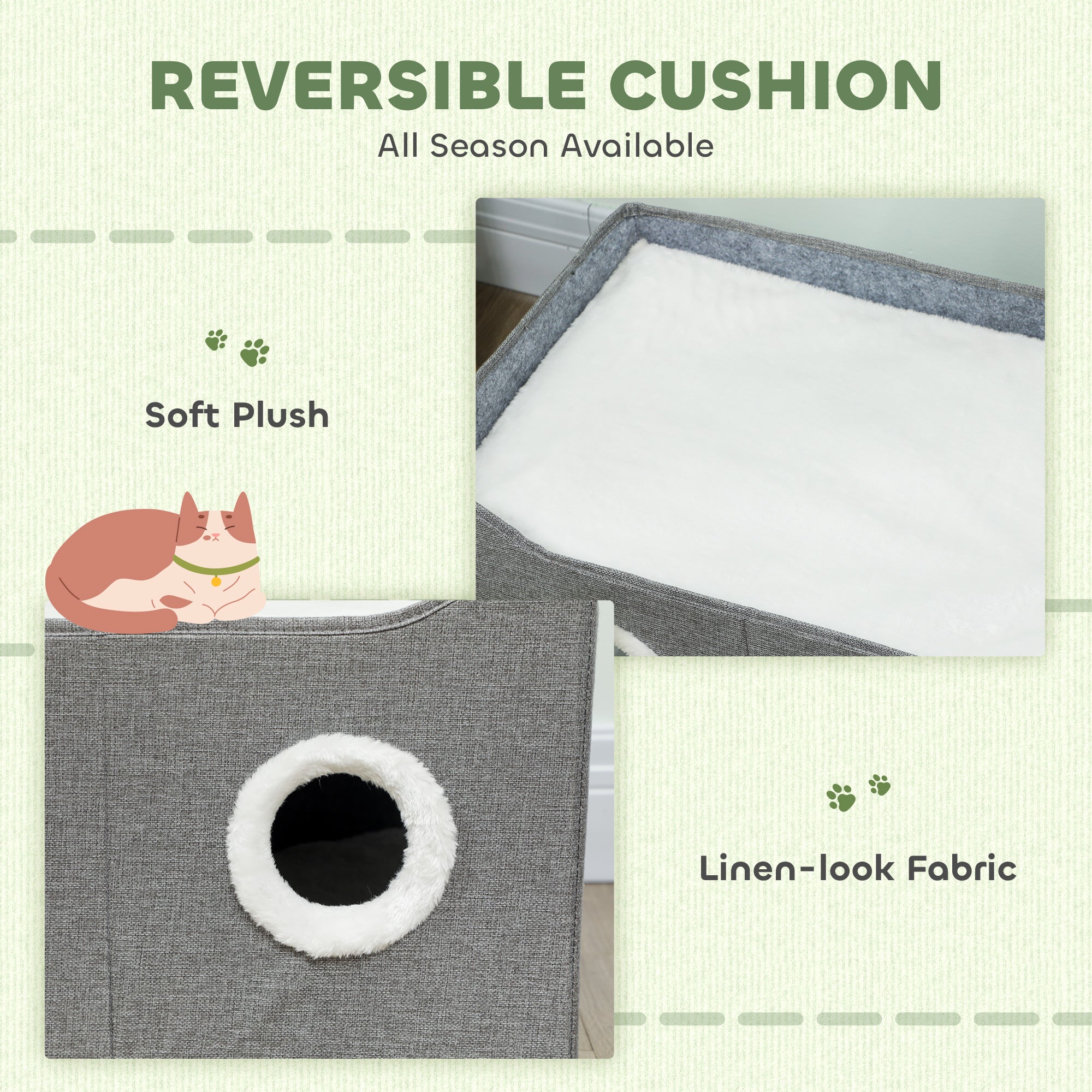 PawHut Cat Bed Cave With Fluffy Ball And Scratch Pad For Indoor Pets - Image 4