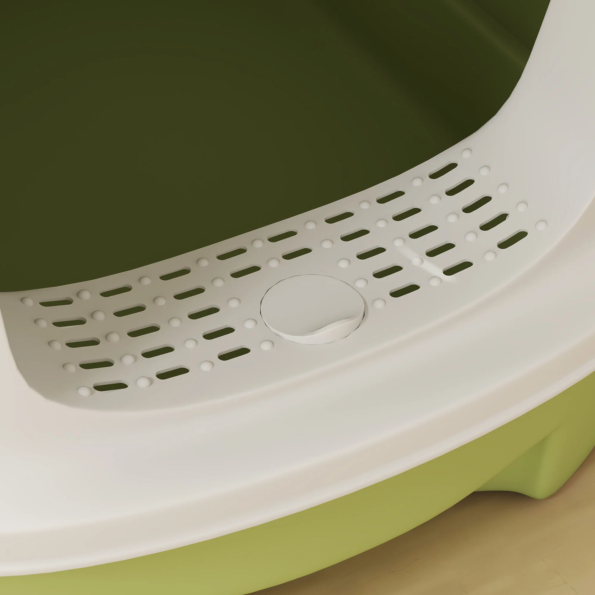 PawHut Cat Litter Box, Hooded Cat Litter Tray With Lid, Scoop, Green - Image 9