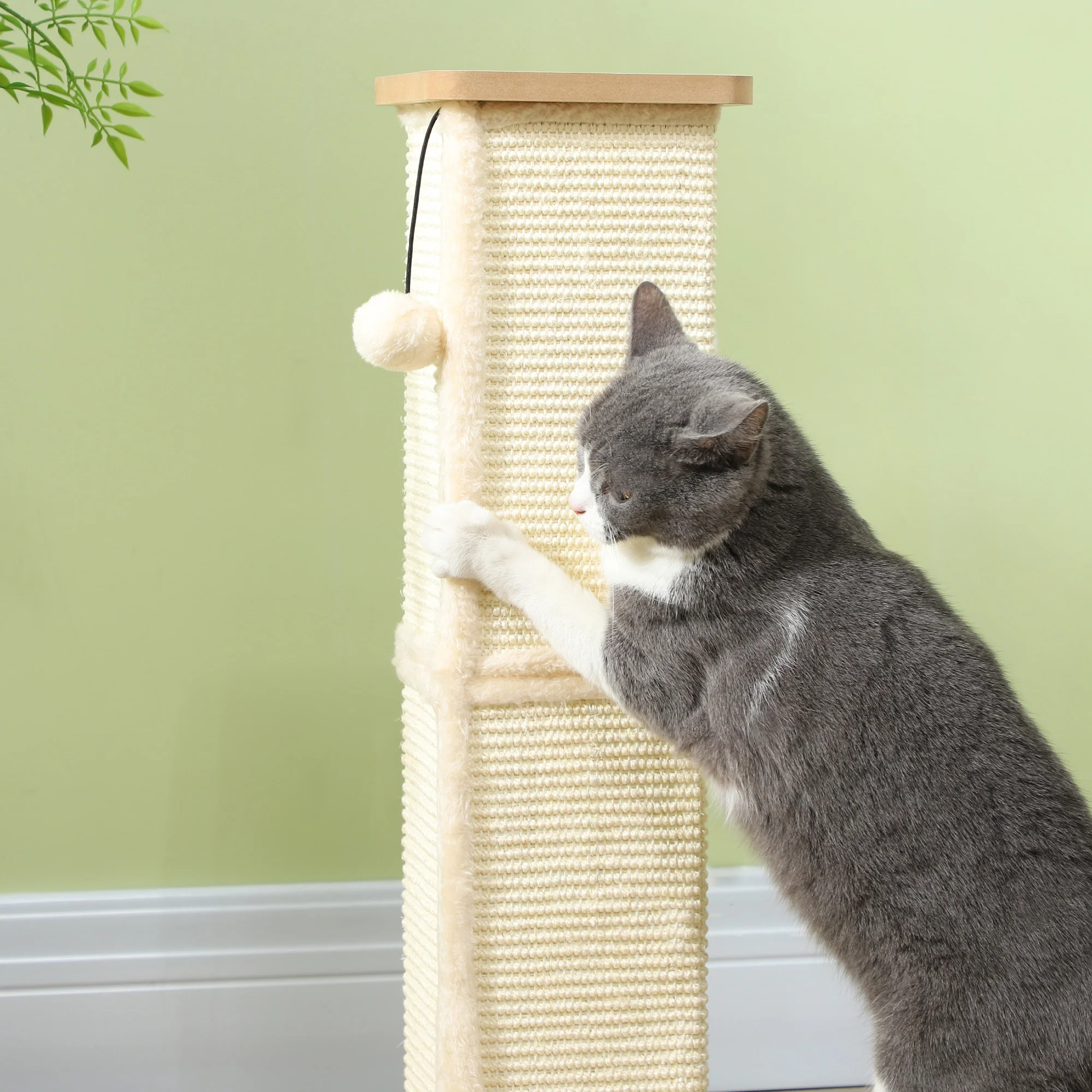 PawHut Cat Scratching Post 3 In 1 Cat Scratcher W/ Track Ball Toy - Image 7