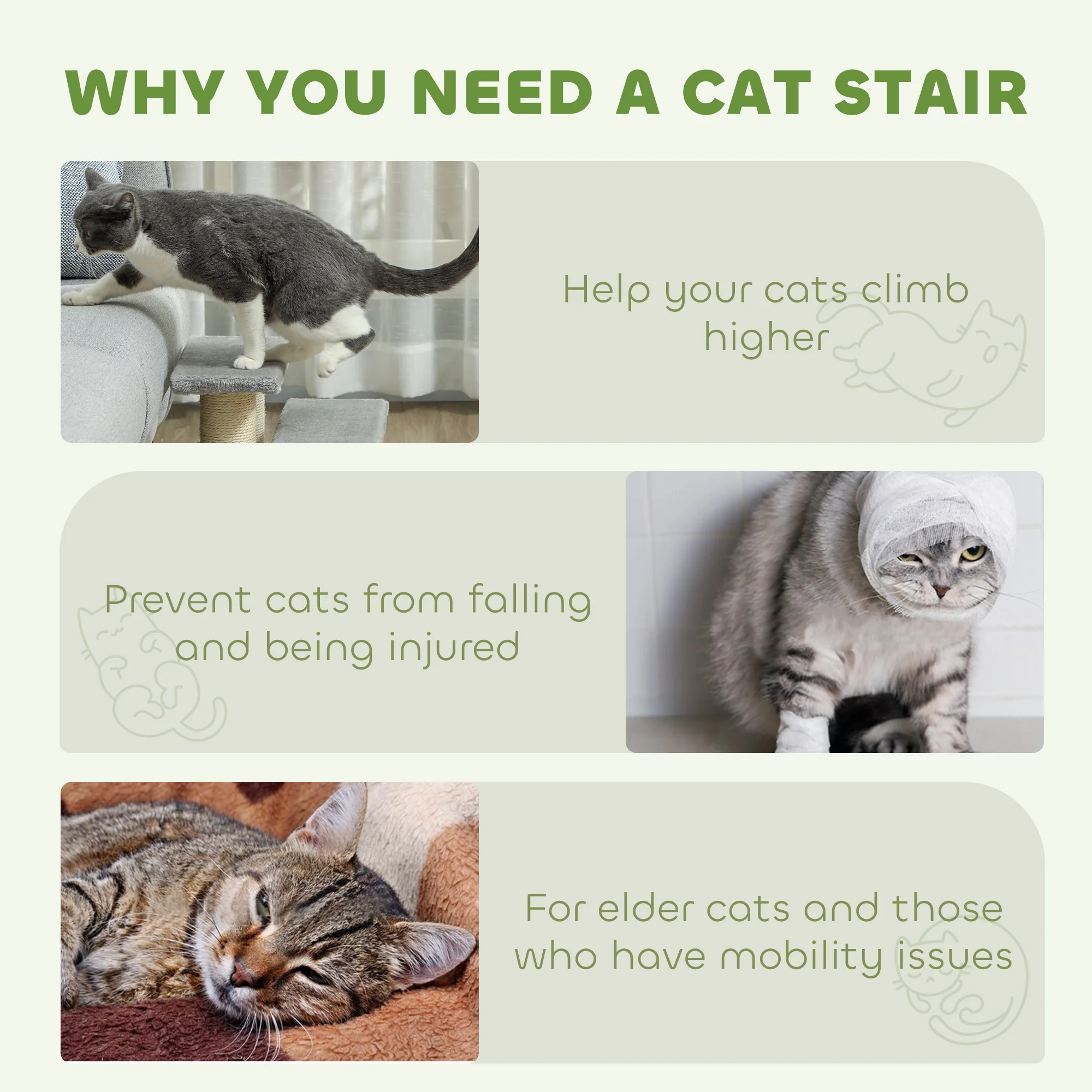 PawHut Cat Steps 3 Stairs Deluxe Pet Portable Easy Climb Assistance Lightweight - Image 7