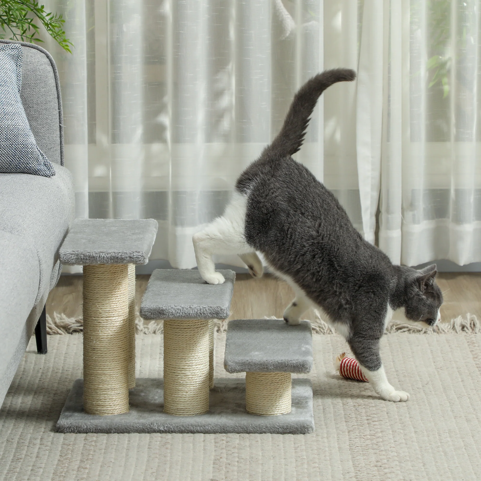 PawHut Cat Steps 3 Stairs Deluxe Pet Portable Easy Climb Assistance Lightweight - Image 8