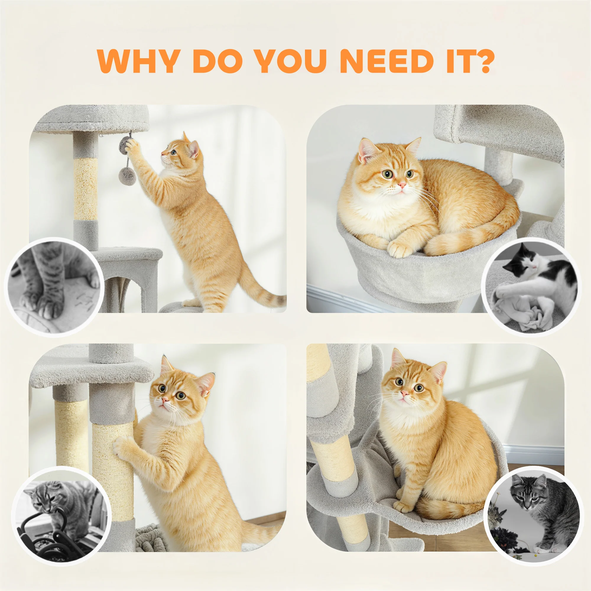 PawHut Cat Tree, 192 Cm Multi-Level Cat Tower For Indoor Kittens - Image 8