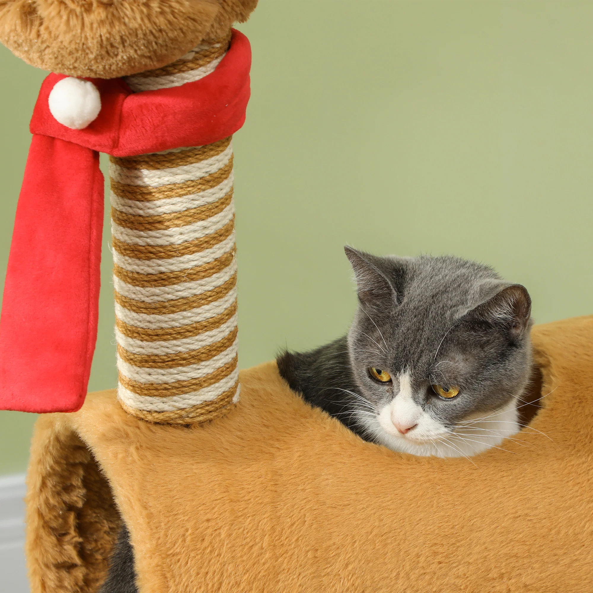 PawHut Cat Tree, 98cm Deer-Designed Cat Tower For Indoor Cats - Image 8