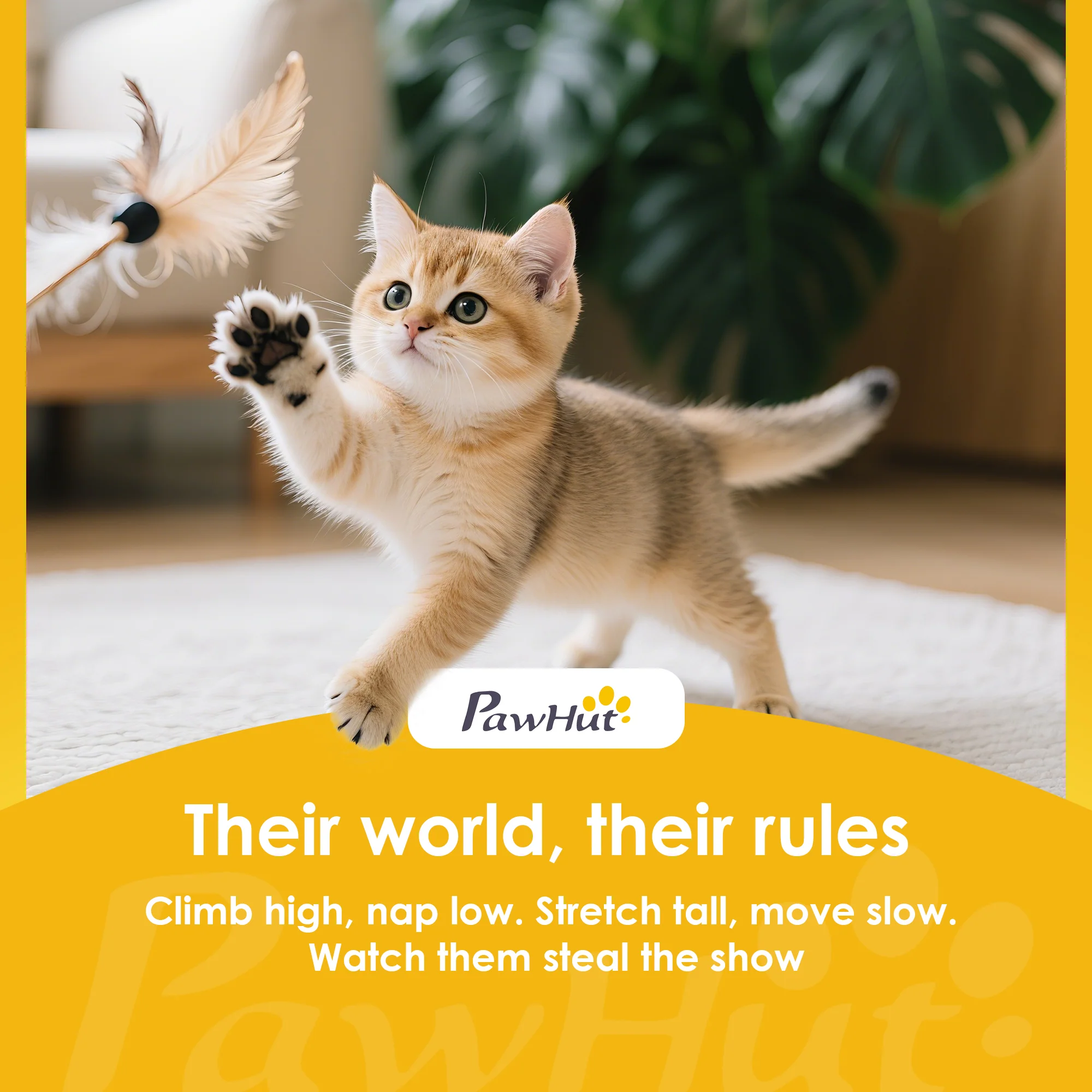 PawHut Cat Tree For Indoor Cats, 134cm Scratching Post Climbing Tower, Grey - Image 9