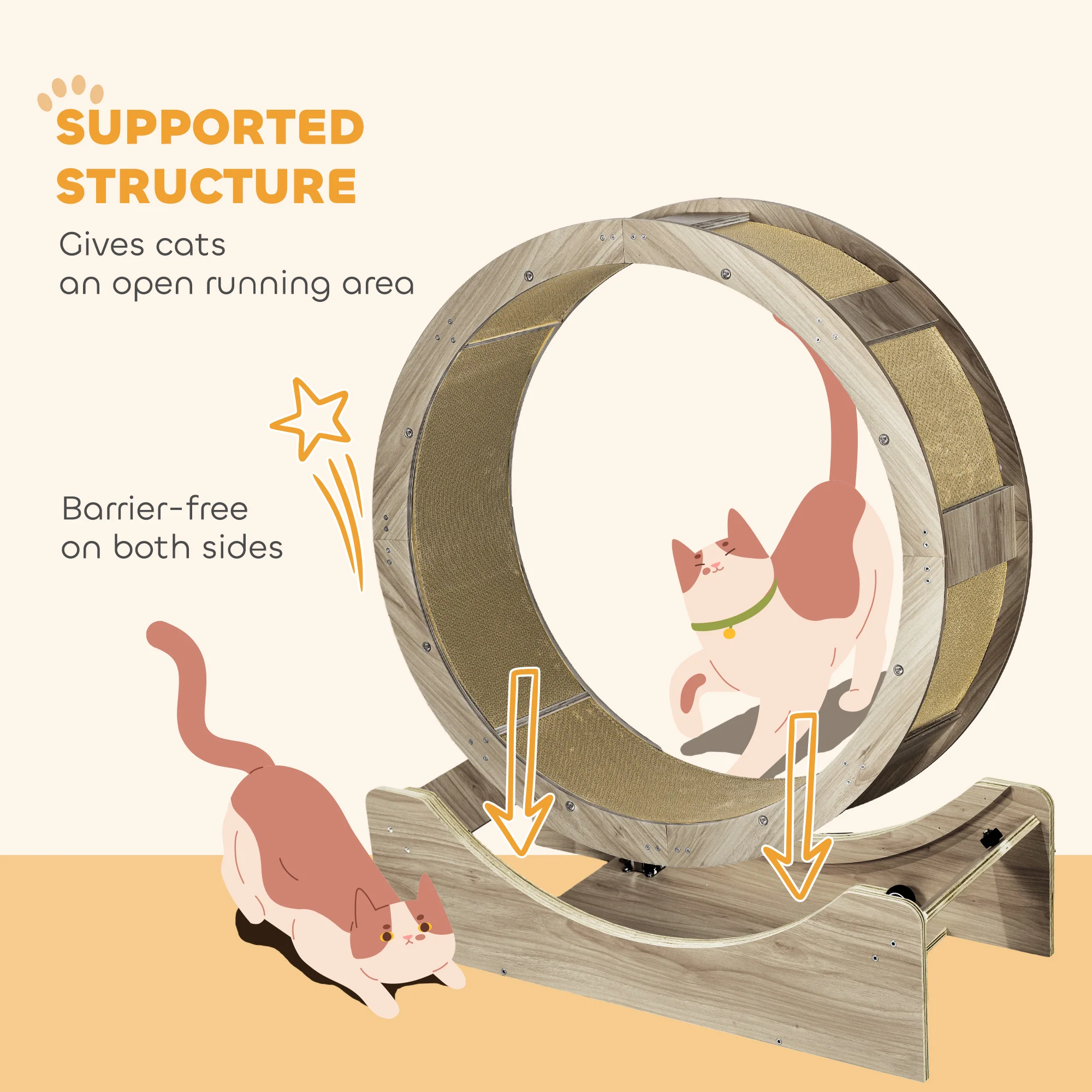 PawHut Cat Wheel With Brake, Scratching Pads For Health - Image 13