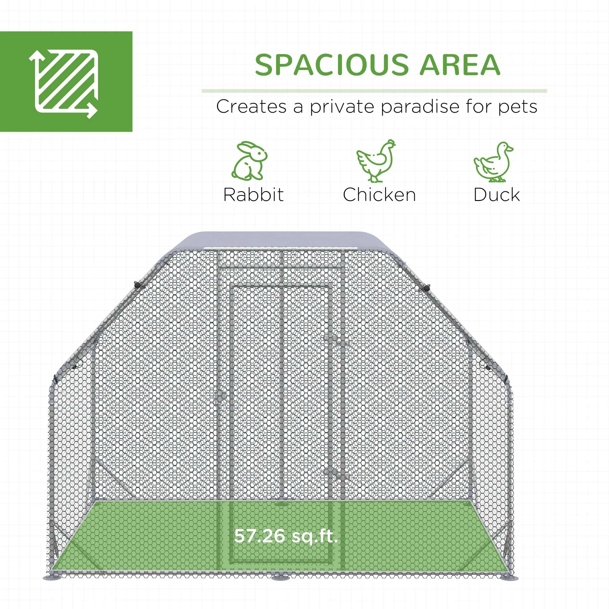 PawHut Chicken Run W/ Roof, Walk In Chicken Coop For 4-6 Chickens, Hen House - Image 3