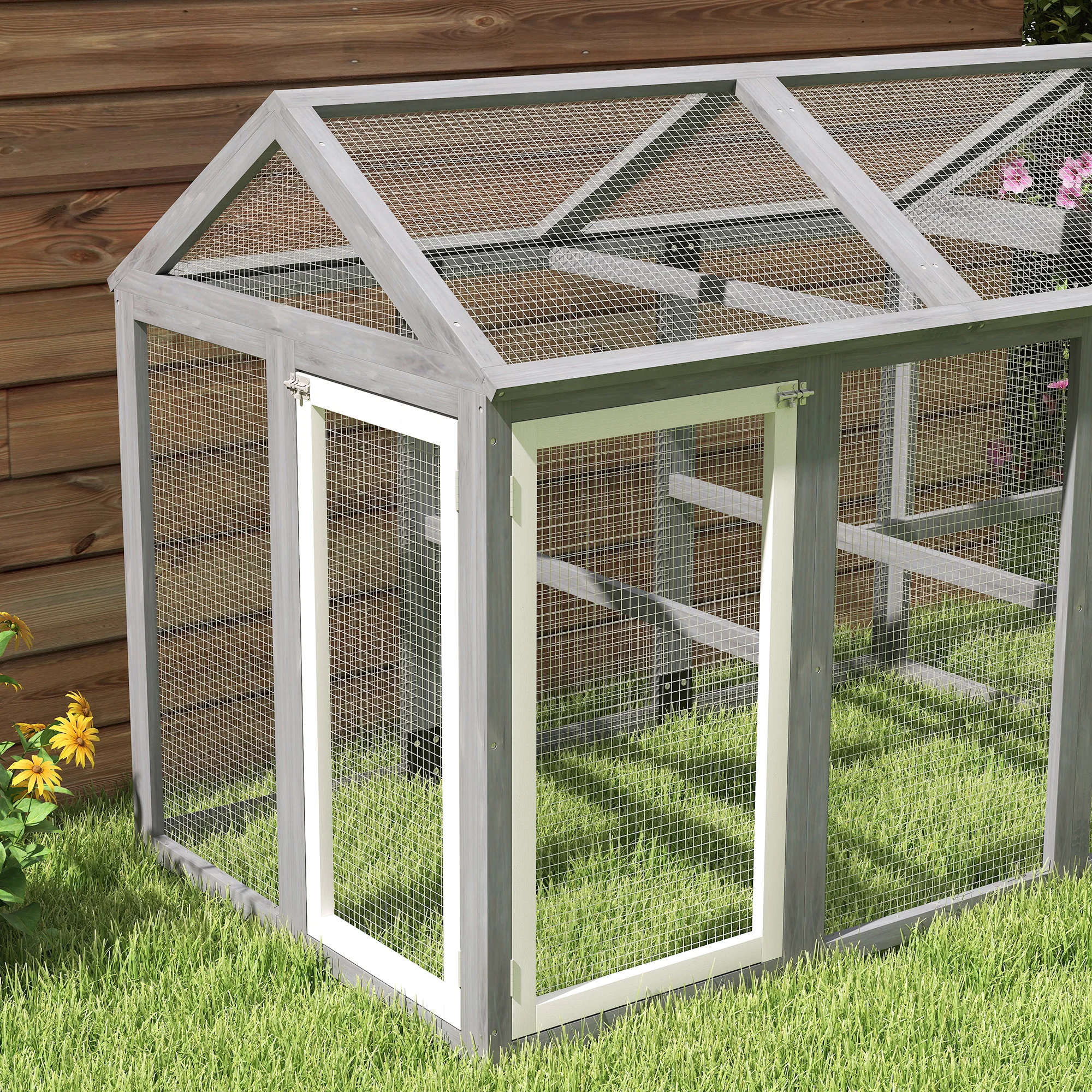 PawHut Chicken Run, Wooden Chicken Coop w/ Combinable Design - Image 8