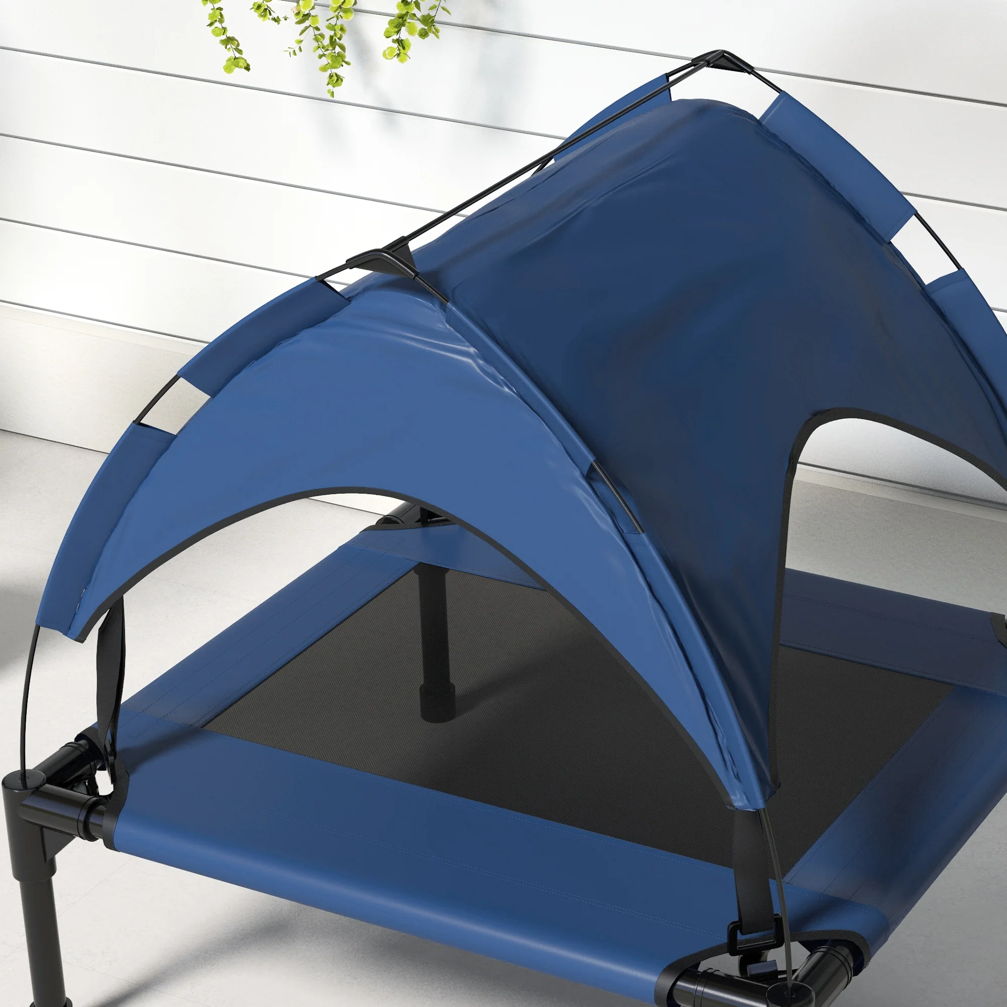 PawHut Cooling Raised Dog Bed w/ Breathable Mesh, for S, M Dogs - Dark Blue - Image 8