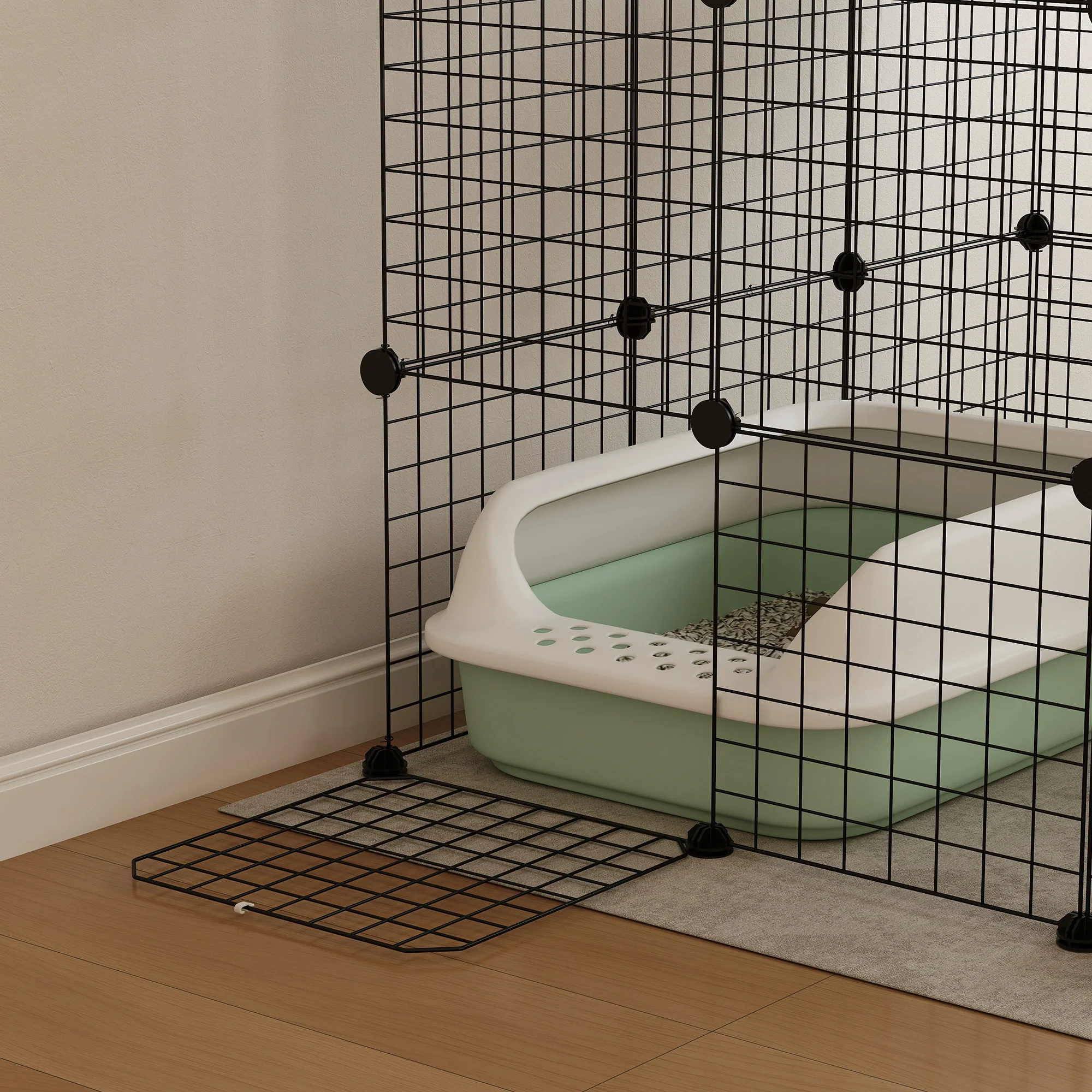 PawHut DIY 4 Tier Cat Cage Indoor With Hammock, Ramps, Doors, For 1-3 Cats - Image 9