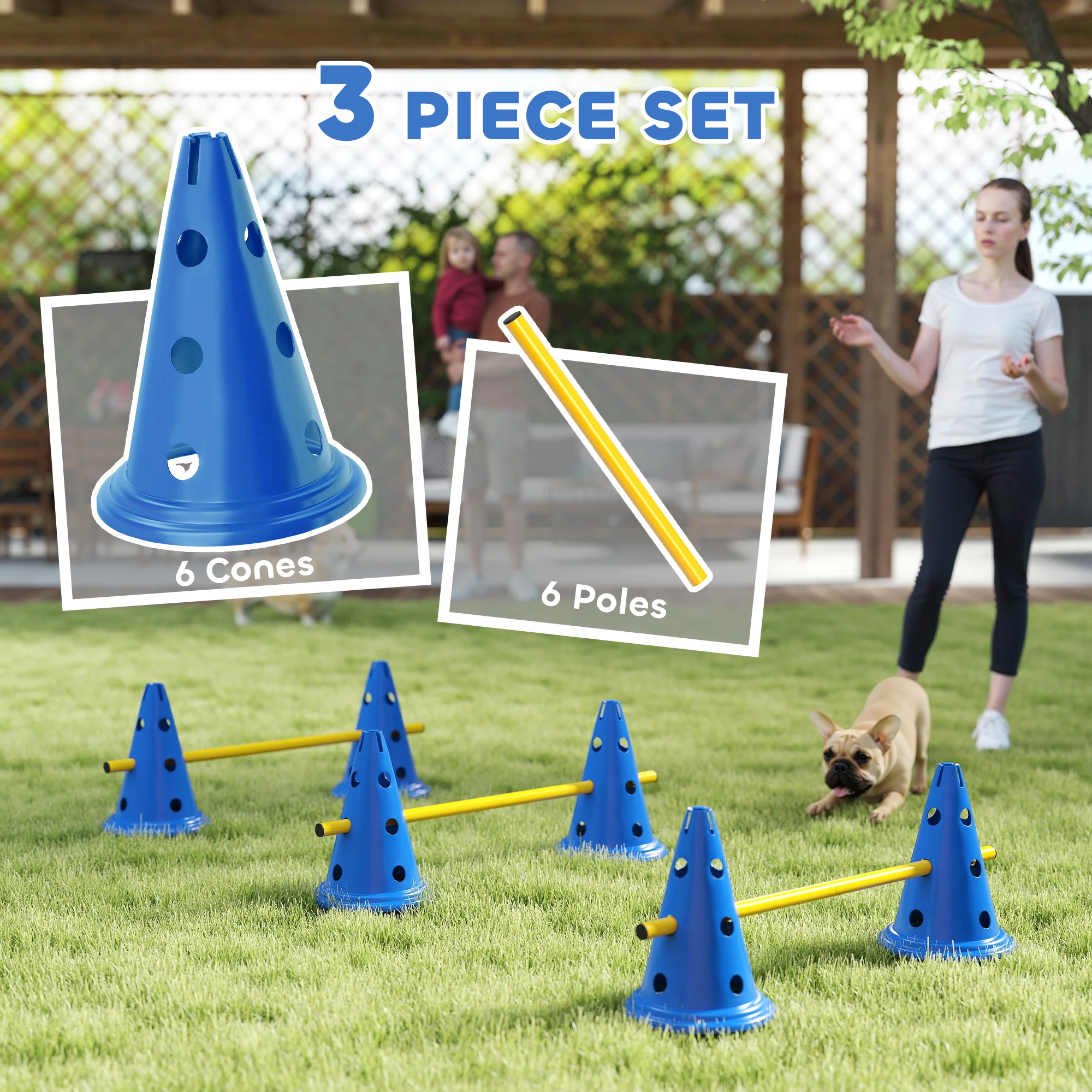 PawHut Dog Agility Equipment Set, Three-Piece Adjustable Height Jumping - Image 3