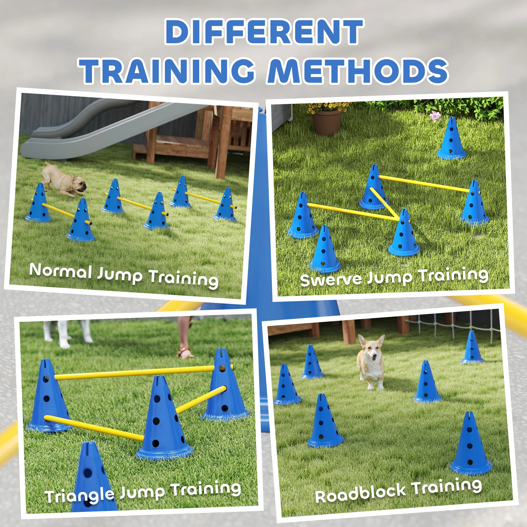 PawHut Dog Agility Equipment Set, Three-Piece Adjustable Height Jumping - Image 4