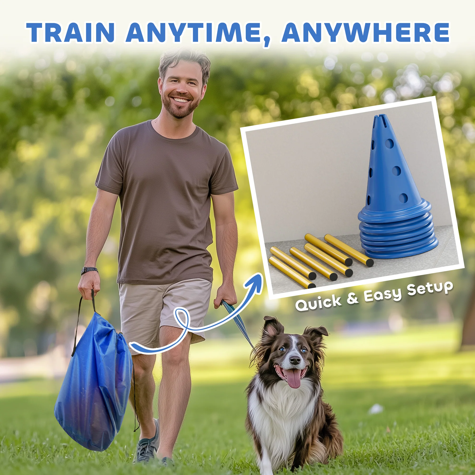 PawHut Dog Agility Equipment Set, Three-Piece Adjustable Height Jumping - Image 7