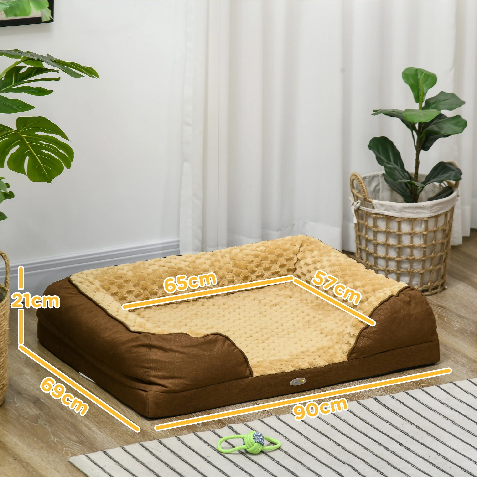 PawHut Dog Bed Calming Pet Bed Dog Mattress For Medium Dogs - Charcoal Grey/Brown - Image 14