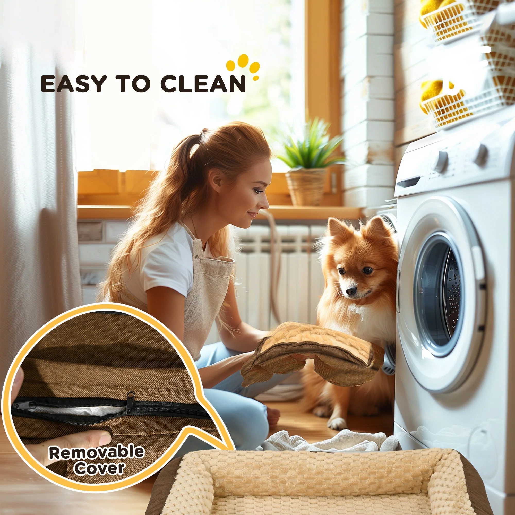 PawHut Dog Bed Calming Pet Bed Dog Mattress For Medium Dogs - Charcoal Grey/Brown - Image 17