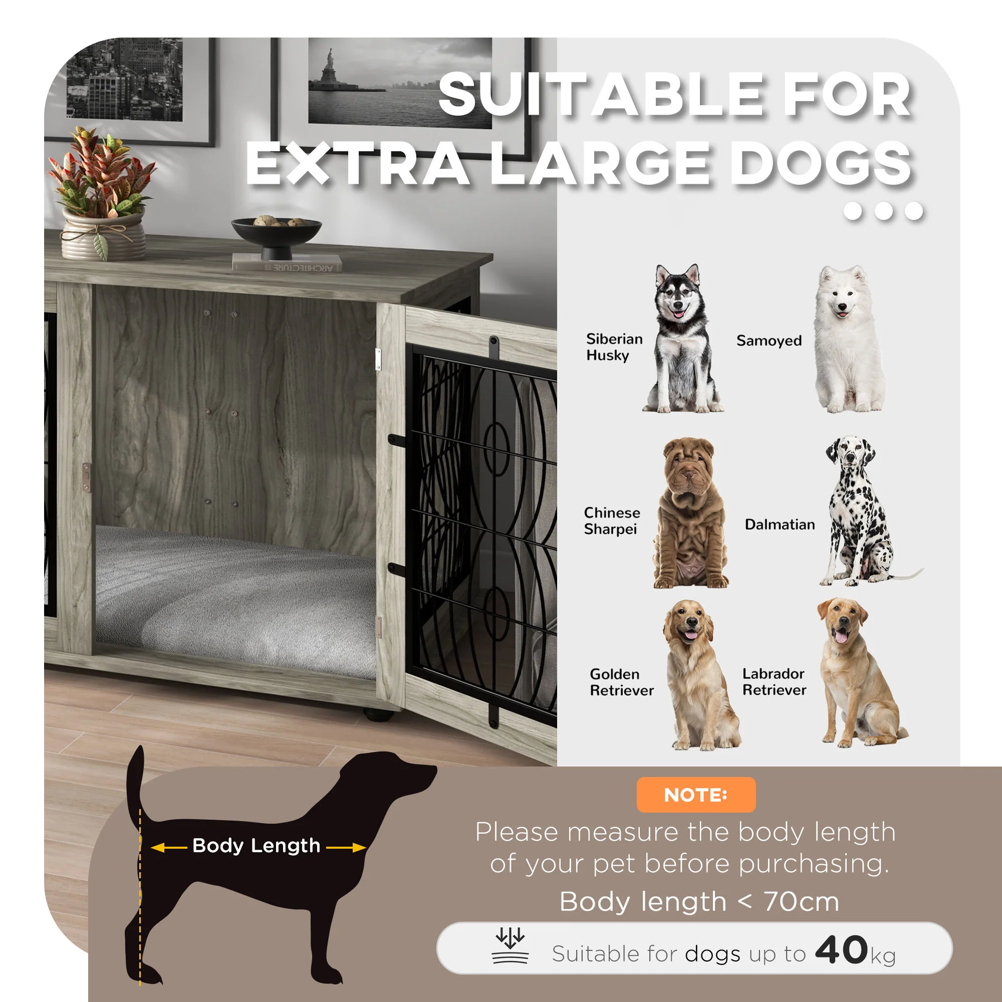 PawHut Dog Crate Furniture, End Table w/ Cushion - Image 12