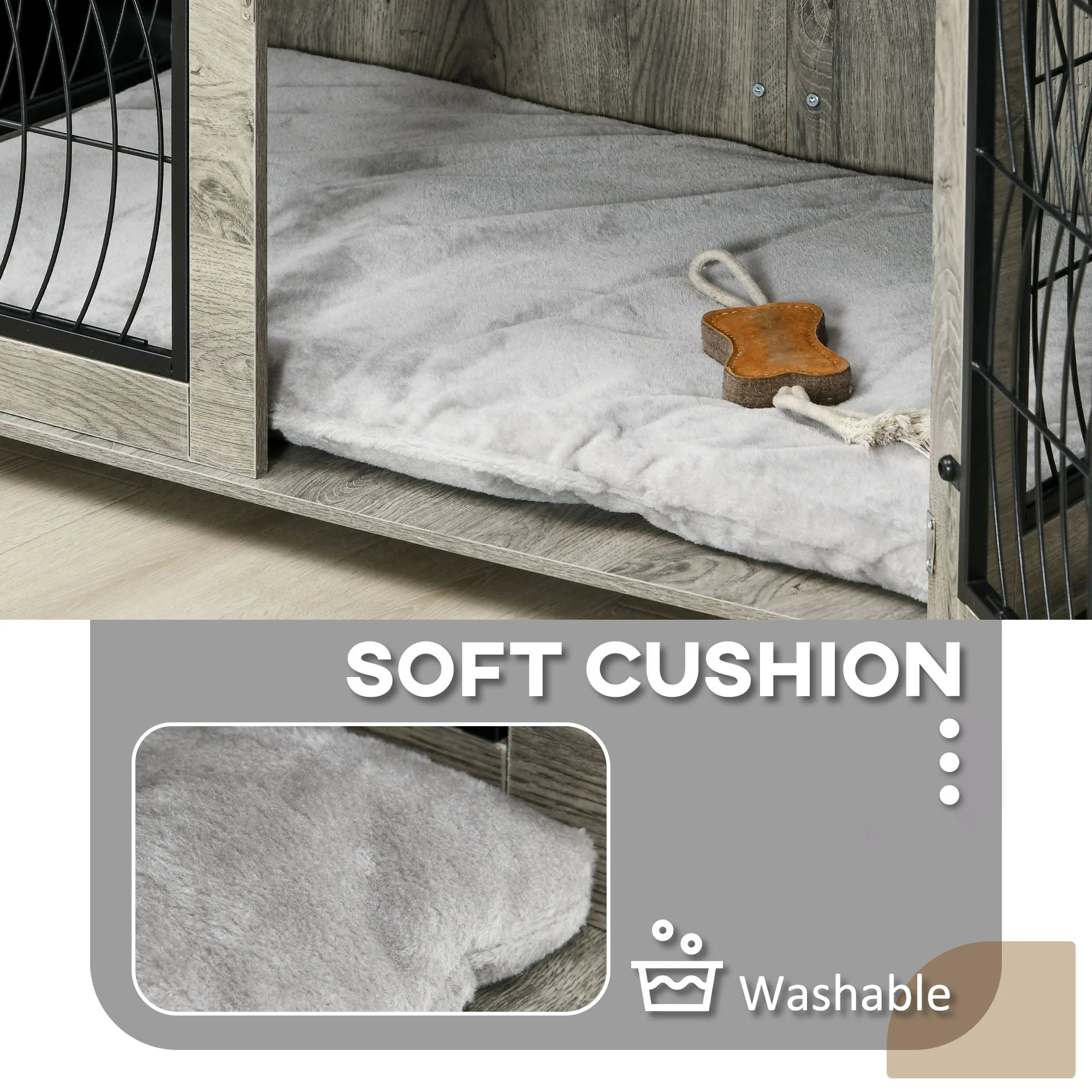 PawHut Dog Crate Furniture, End Table w/ Cushion - Image 15