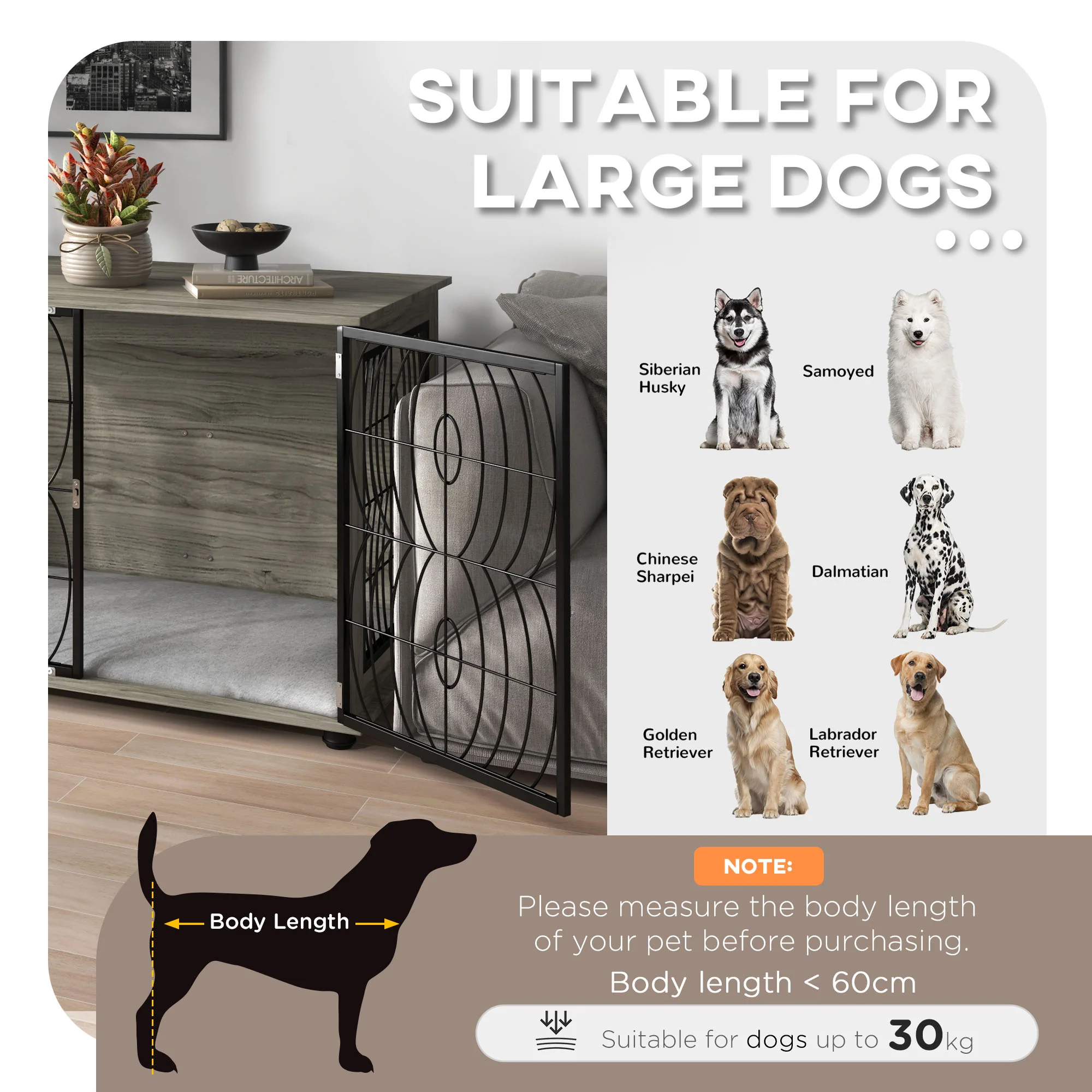 PawHut Dog Crate Furniture End Table w/ Cushion - Image 12