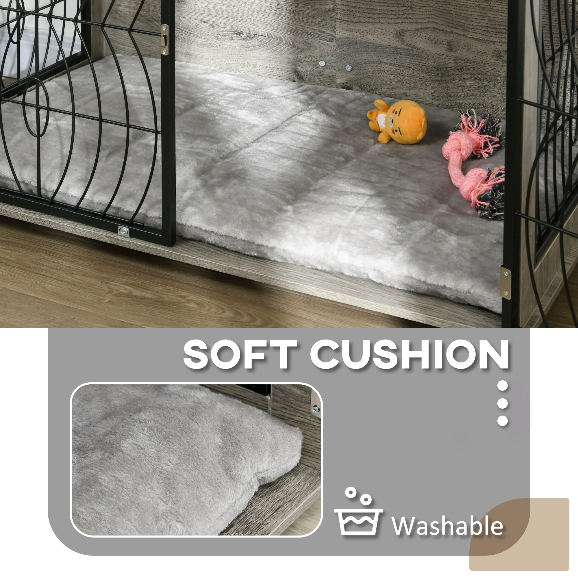 PawHut Dog Crate Furniture End Table w/ Cushion - Image 15