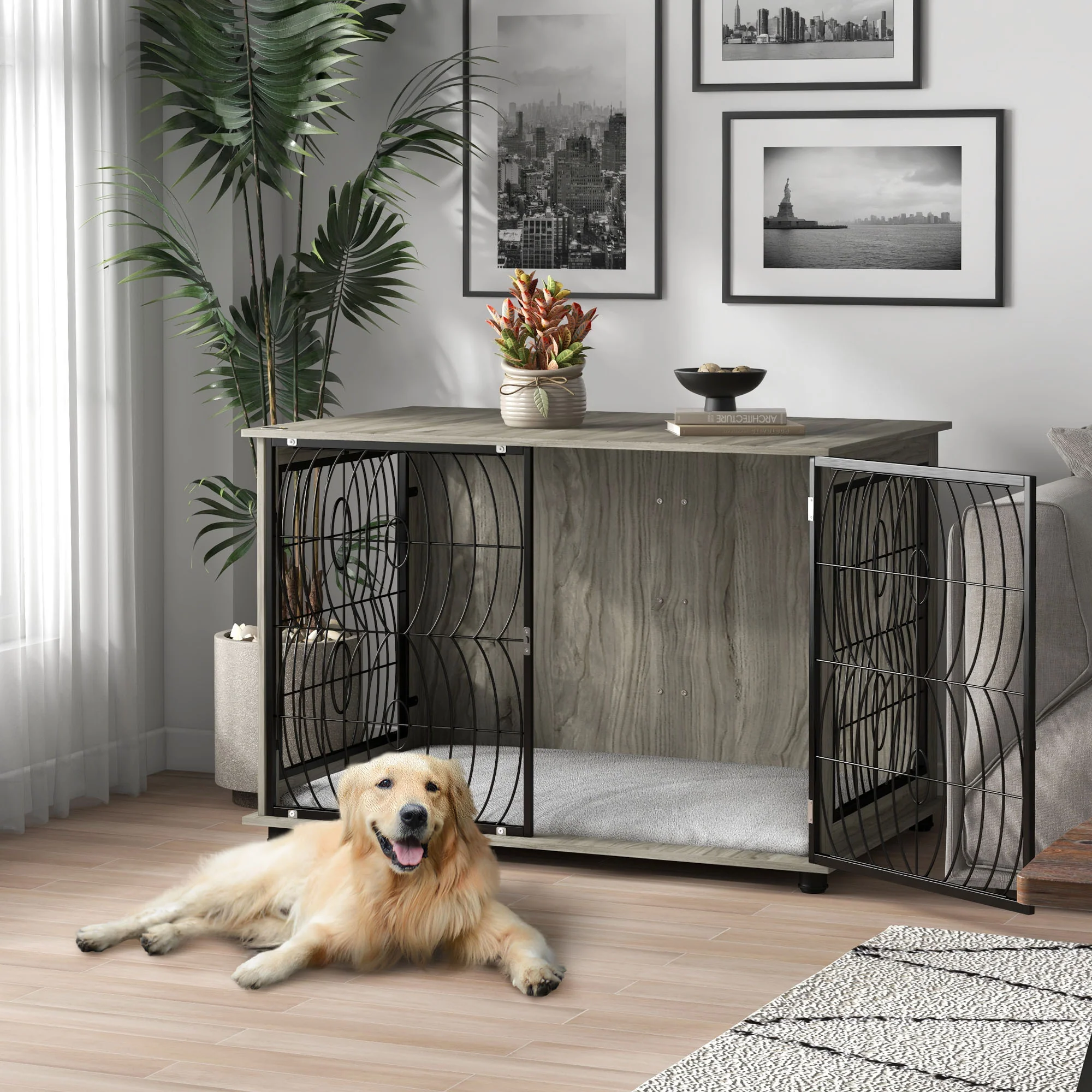 PawHut Dog Crate Furniture End Table w/ Cushion - Image 20