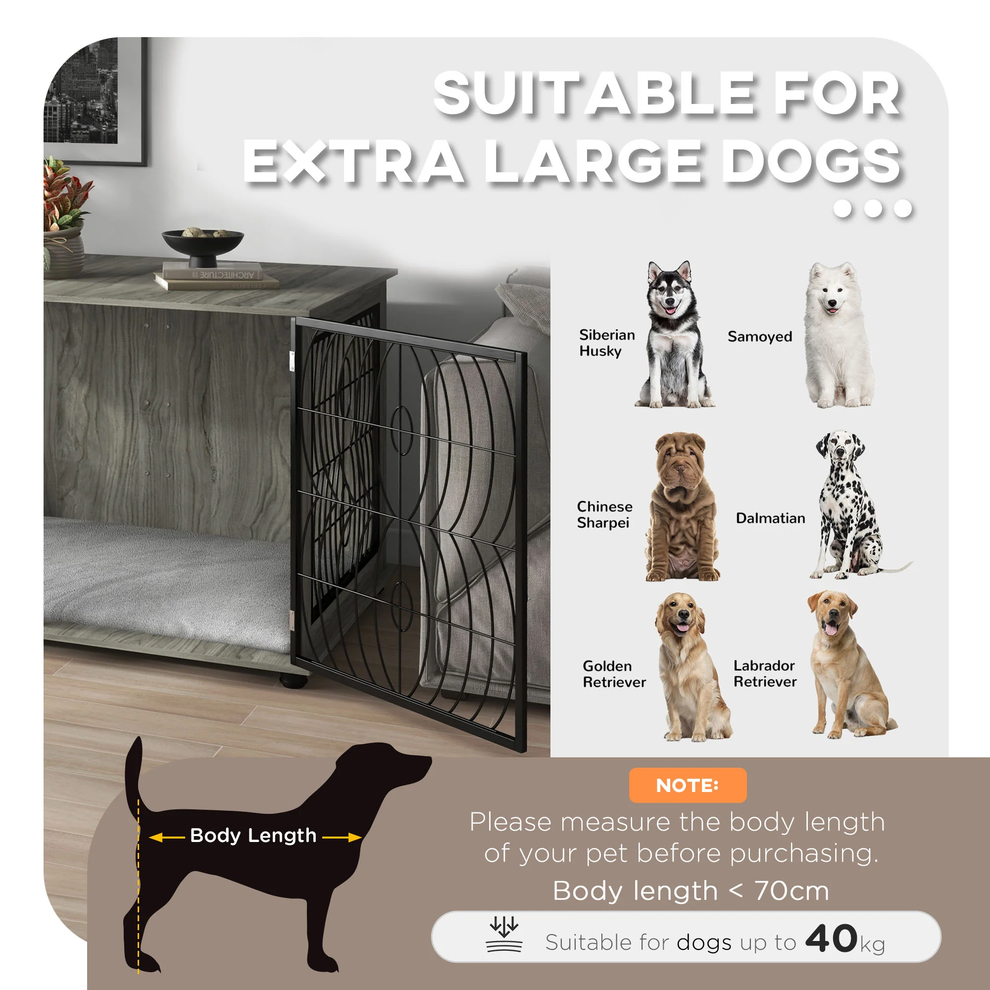 PawHut Dog Crate Furniture End Table w/ Cushion - Image 21