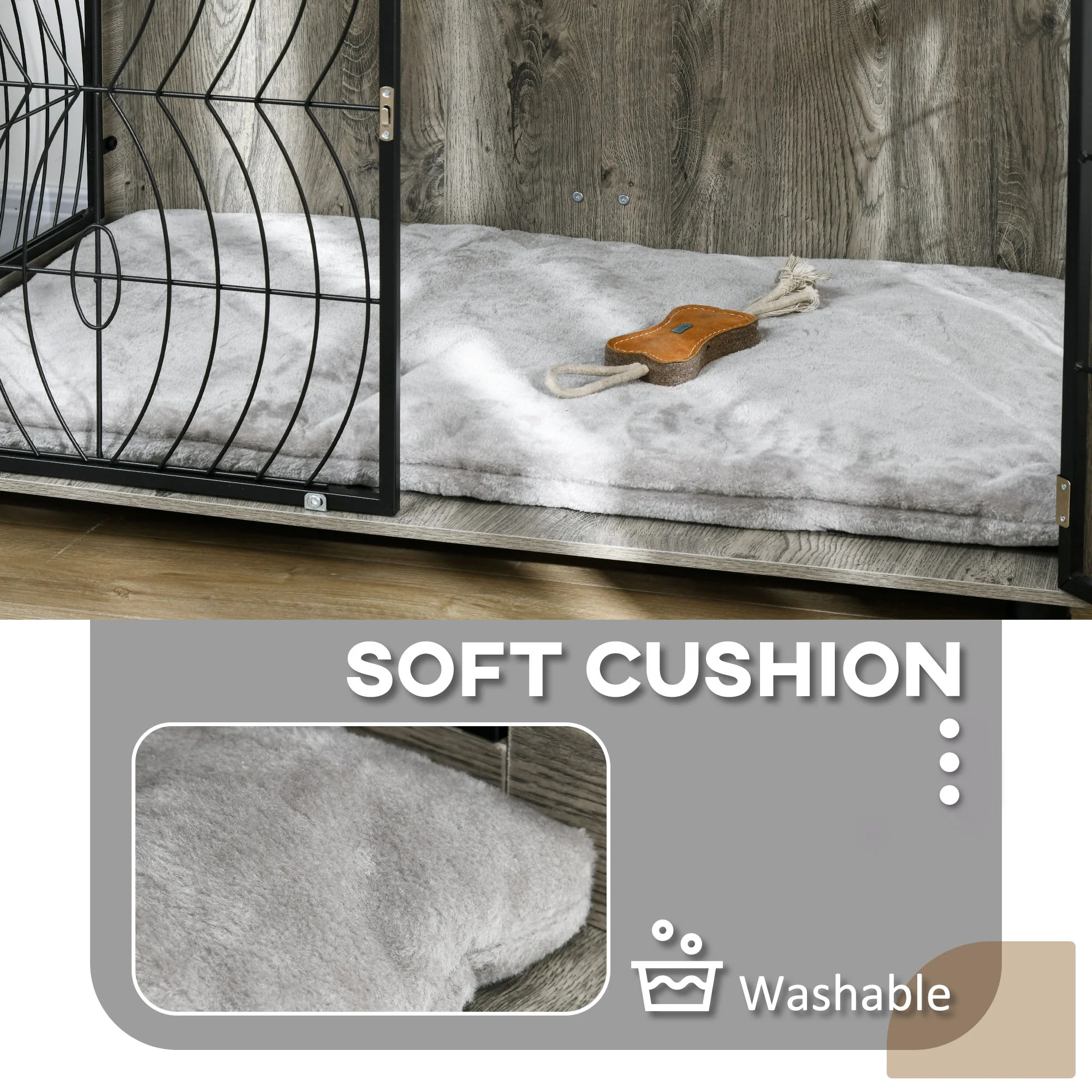 PawHut Dog Crate Furniture End Table w/ Cushion - Image 24