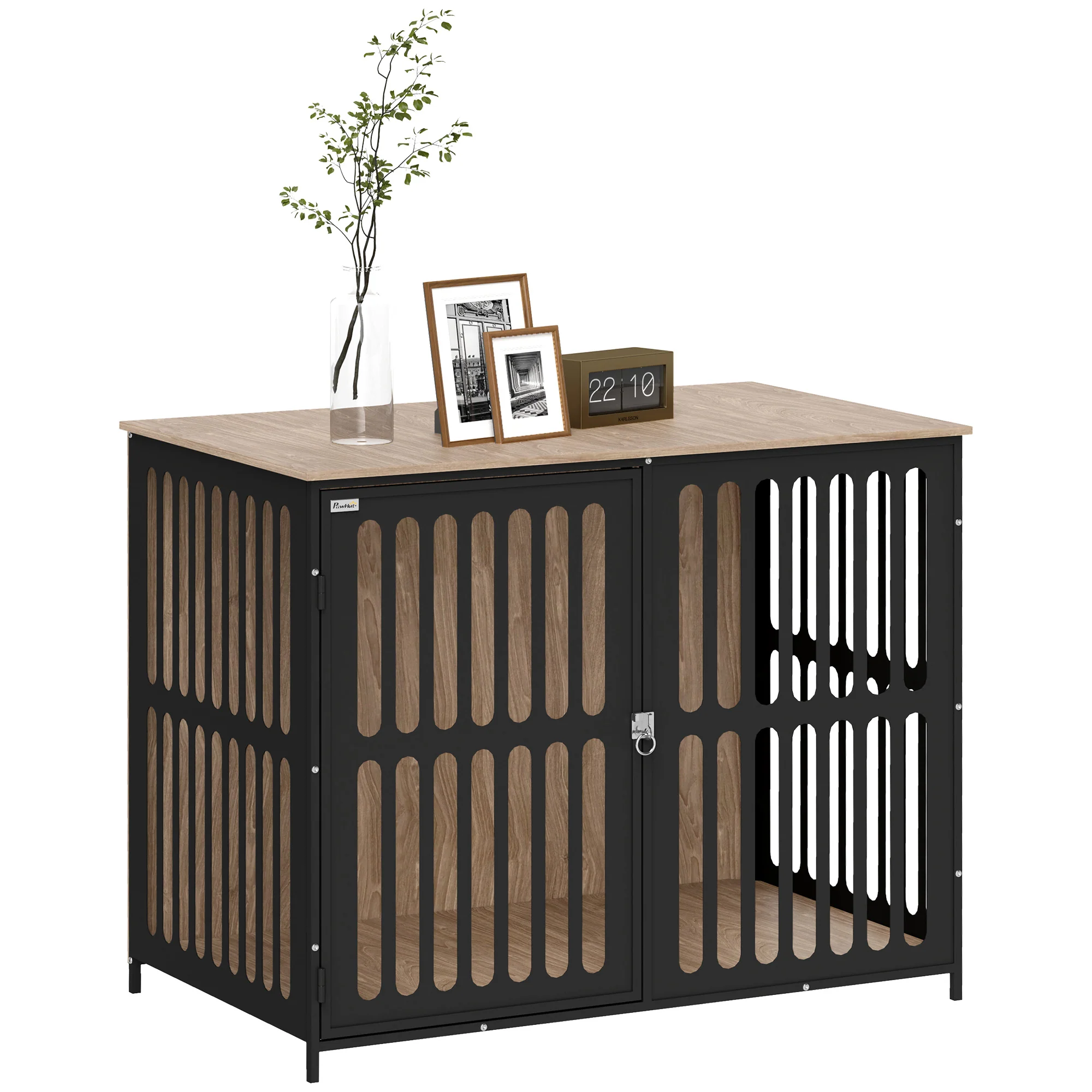 PawHut Dog Crate Furniture With Anti-Chew Resistant Mesh For Dogs - Walnut Brown - Image 10