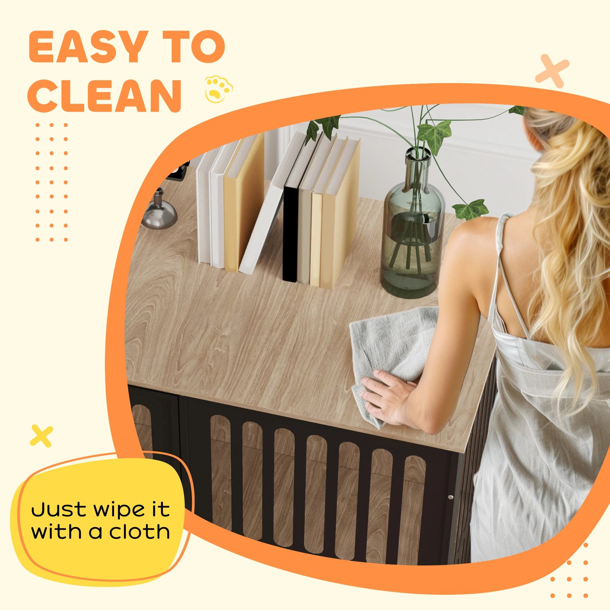 PawHut Dog Crate Furniture With Anti-Chew Resistant Mesh For Dogs - Walnut Brown - Image 16