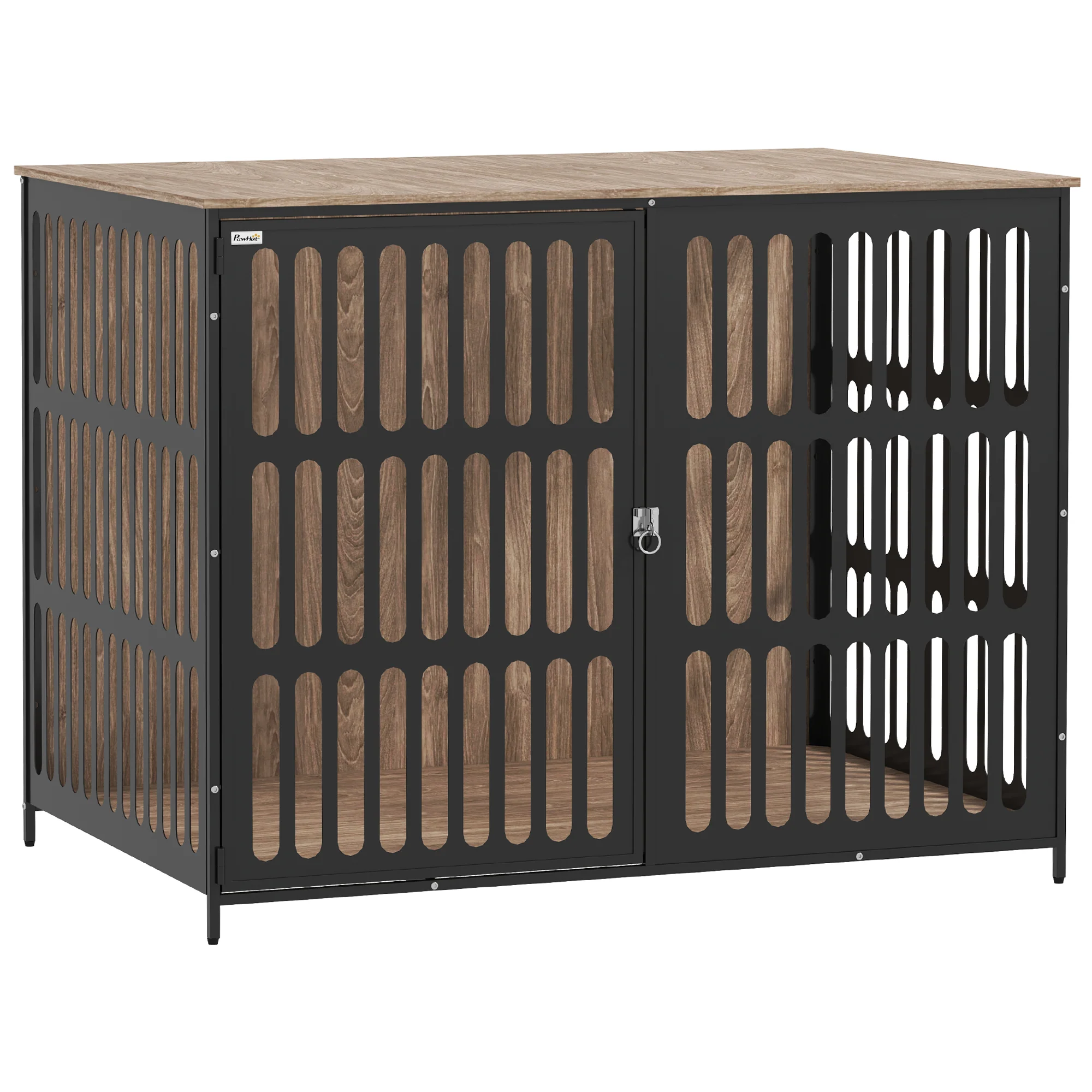 PawHut Dog Crate Furniture With Anti-Chew Resistant Mesh For Dogs - Walnut Brown - Image 19