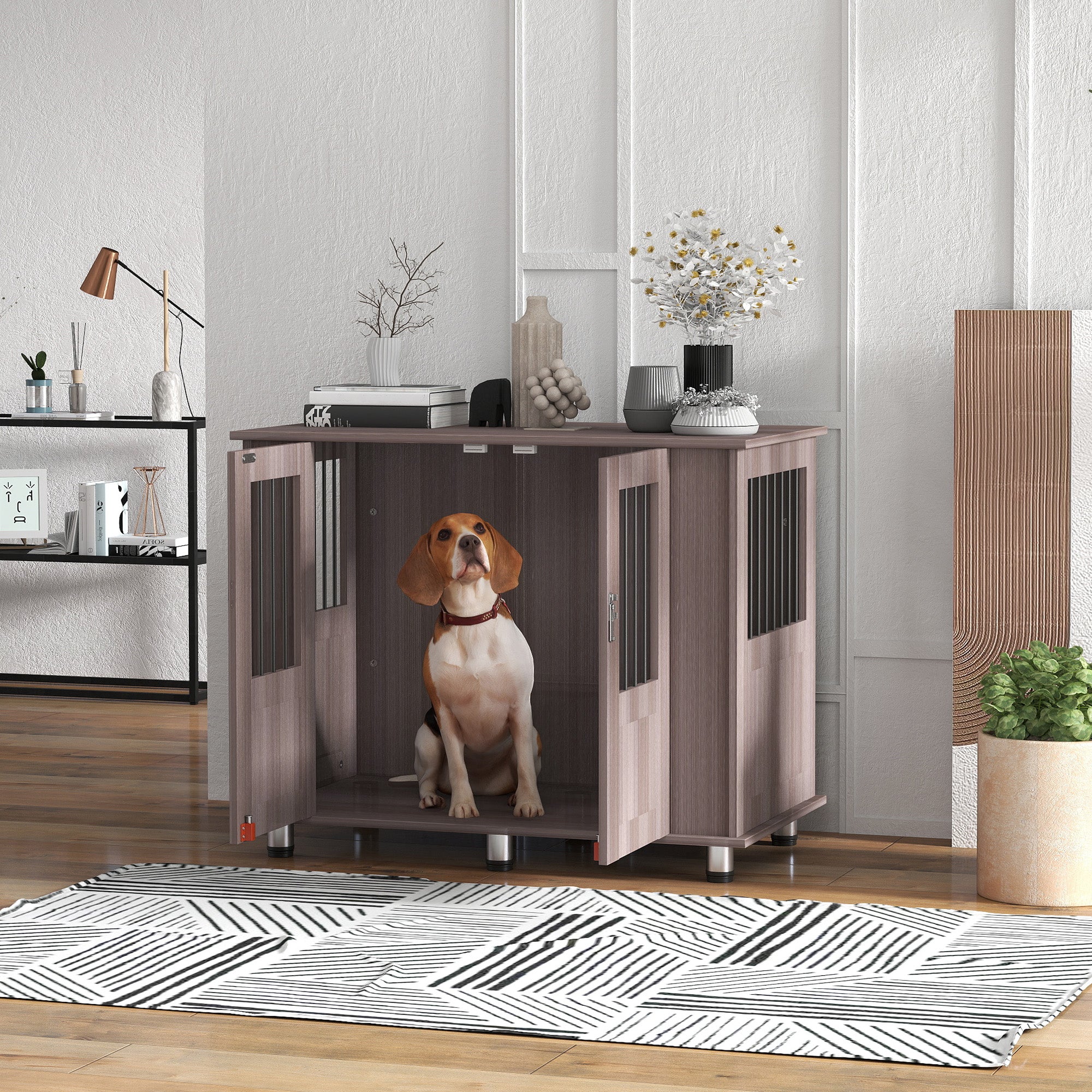 PawHut Dog Crate Kennel Cage, Indoor End Table, Purple - Image 20