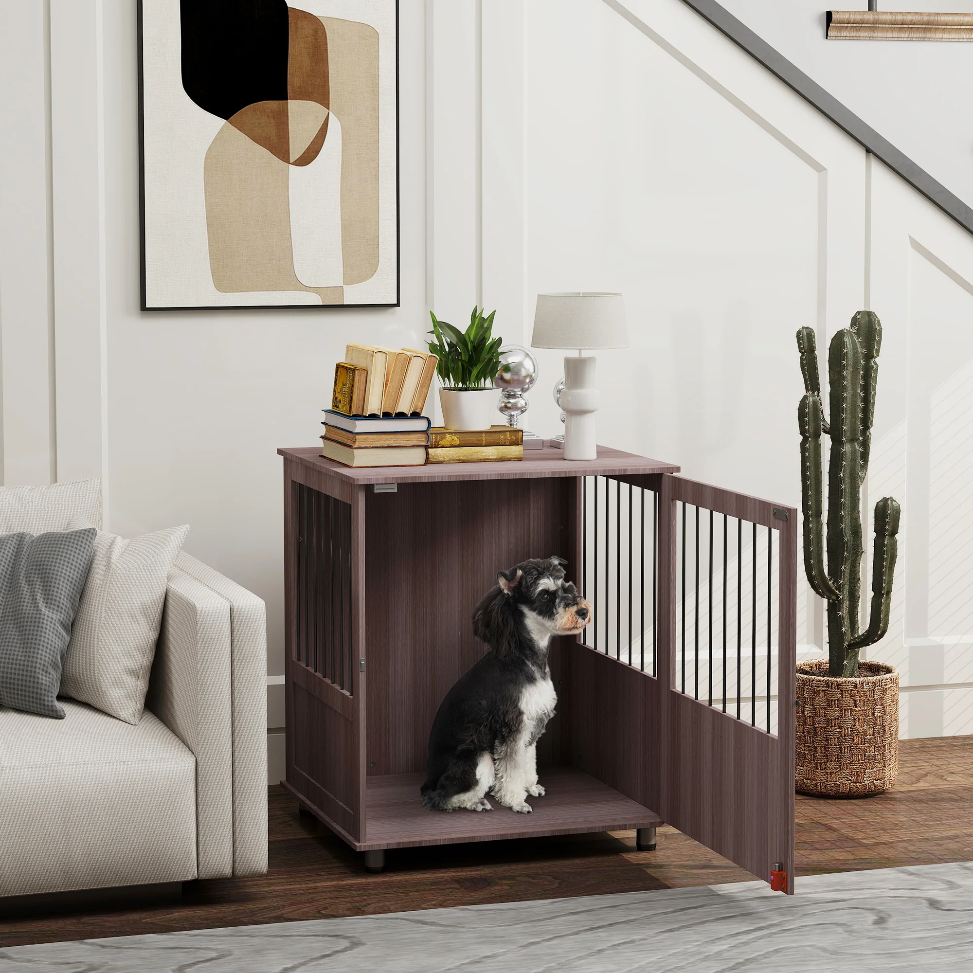PawHut Dog Crate Kennel Cage, Indoor End Table, Purple - Image 29