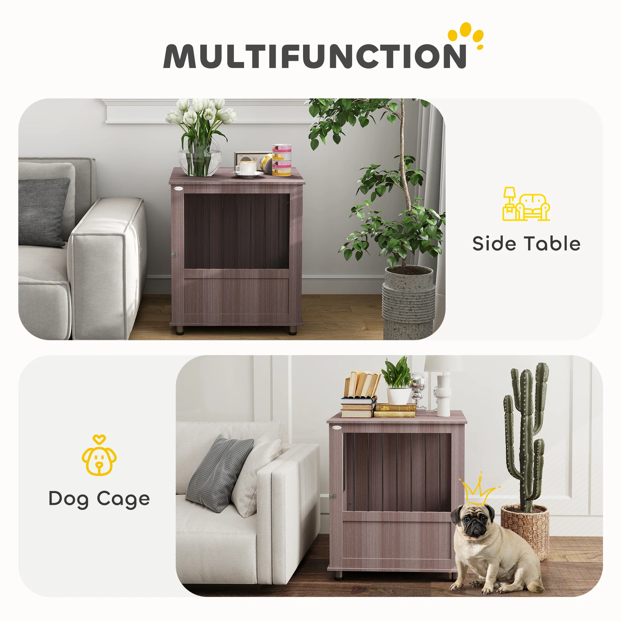 PawHut Dog Crate Kennel Cage, Indoor End Table, Purple - Image 30