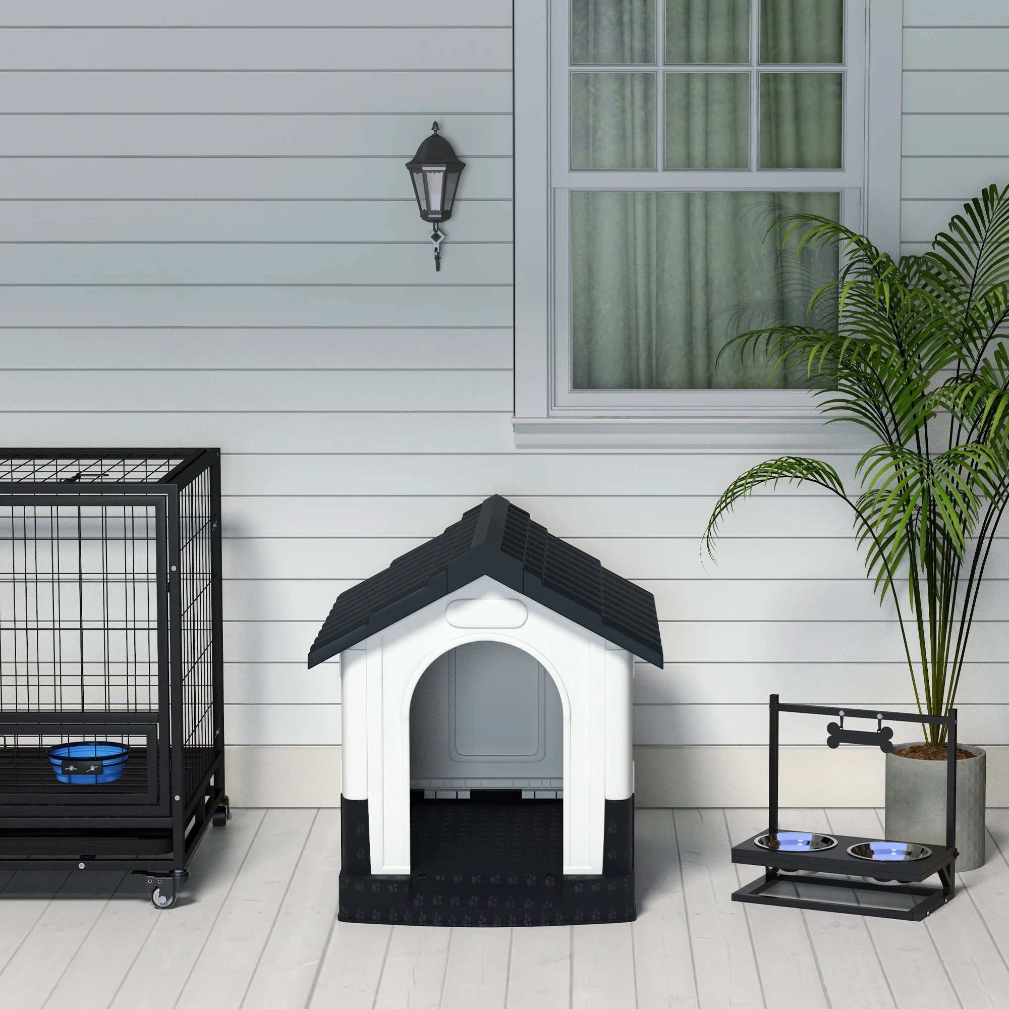 PawHut Dog Kennel for Outside, for XS and S Dogs, 80 x 69 x 76cm, Grey - Image 9