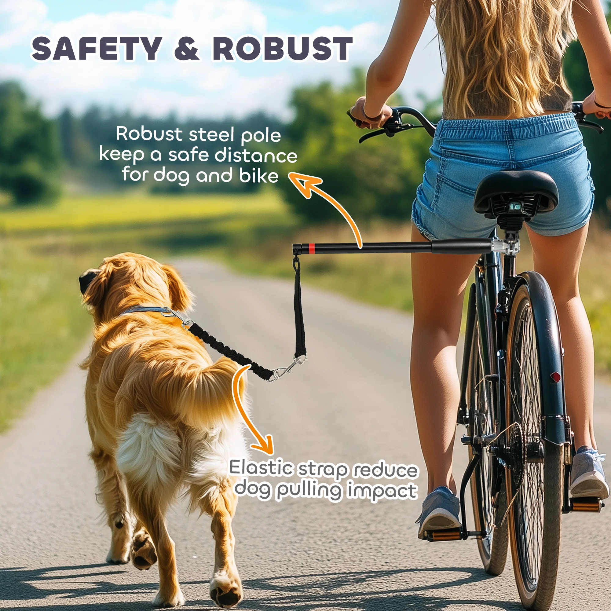 PawHut Dog Lead For Bicycle, Easy Installation, For Cycling, Training - Image 13