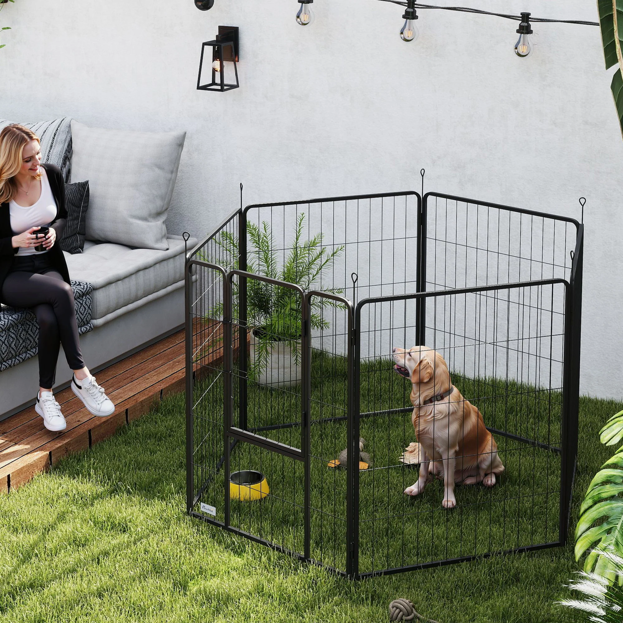 PawHut Dog Playpen, 6 Panels Puppy Pen Dog Playpen - Image 11