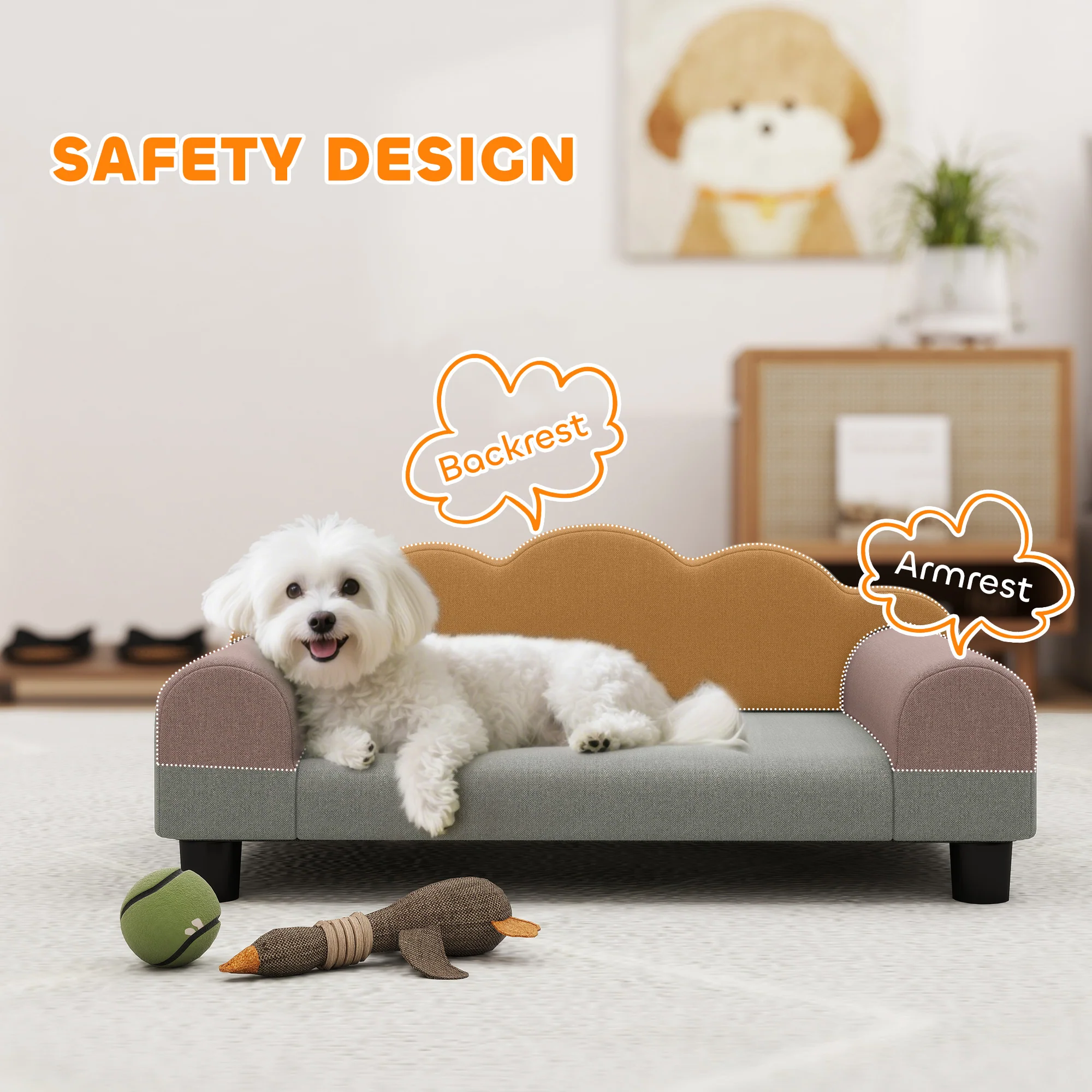 PawHut Dog Sofa Bed, Cat Sofa With Backrest, Armrest, For Small Dogs - Image 13