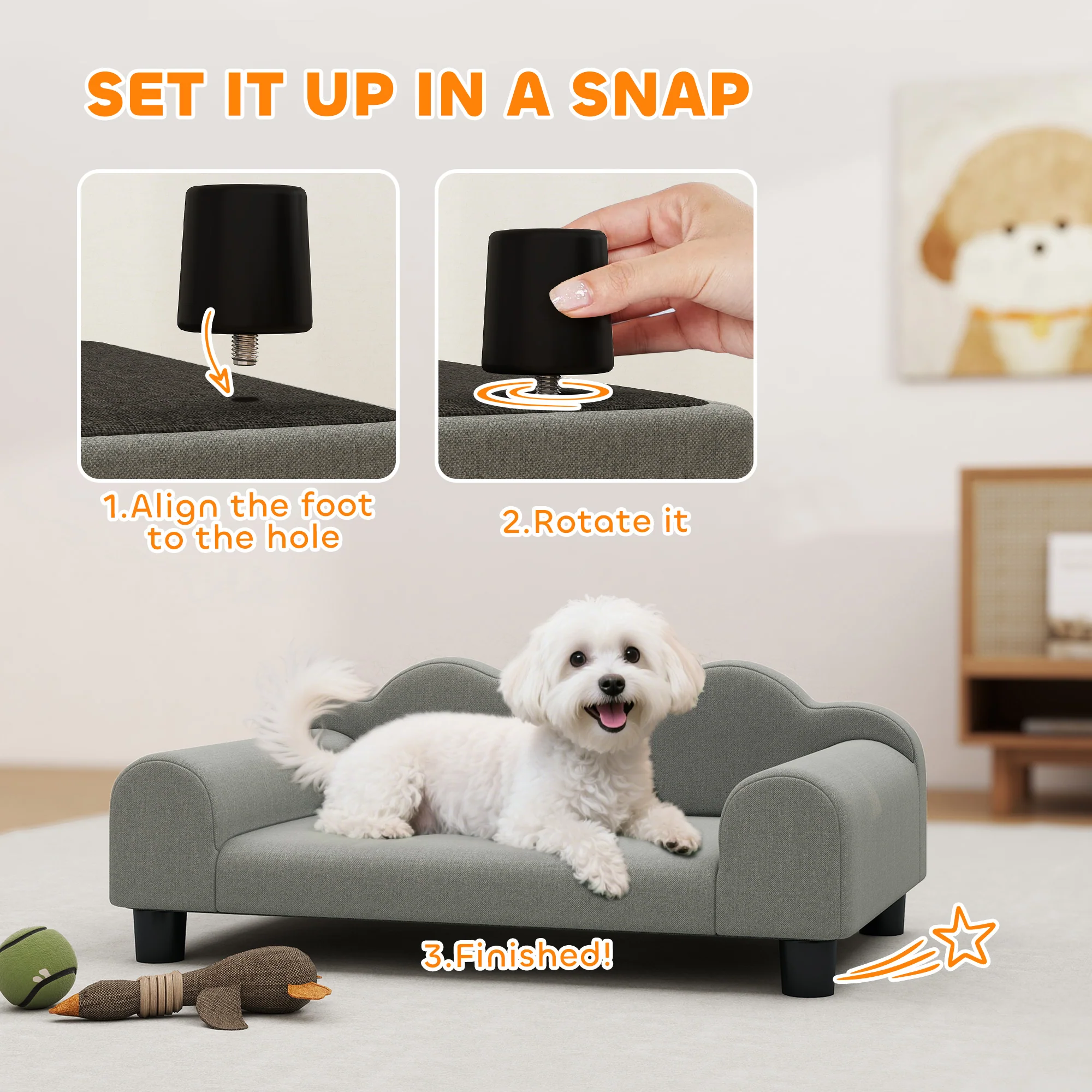 PawHut Dog Sofa Bed, Cat Sofa With Backrest, Armrest, For Small Dogs - Image 16