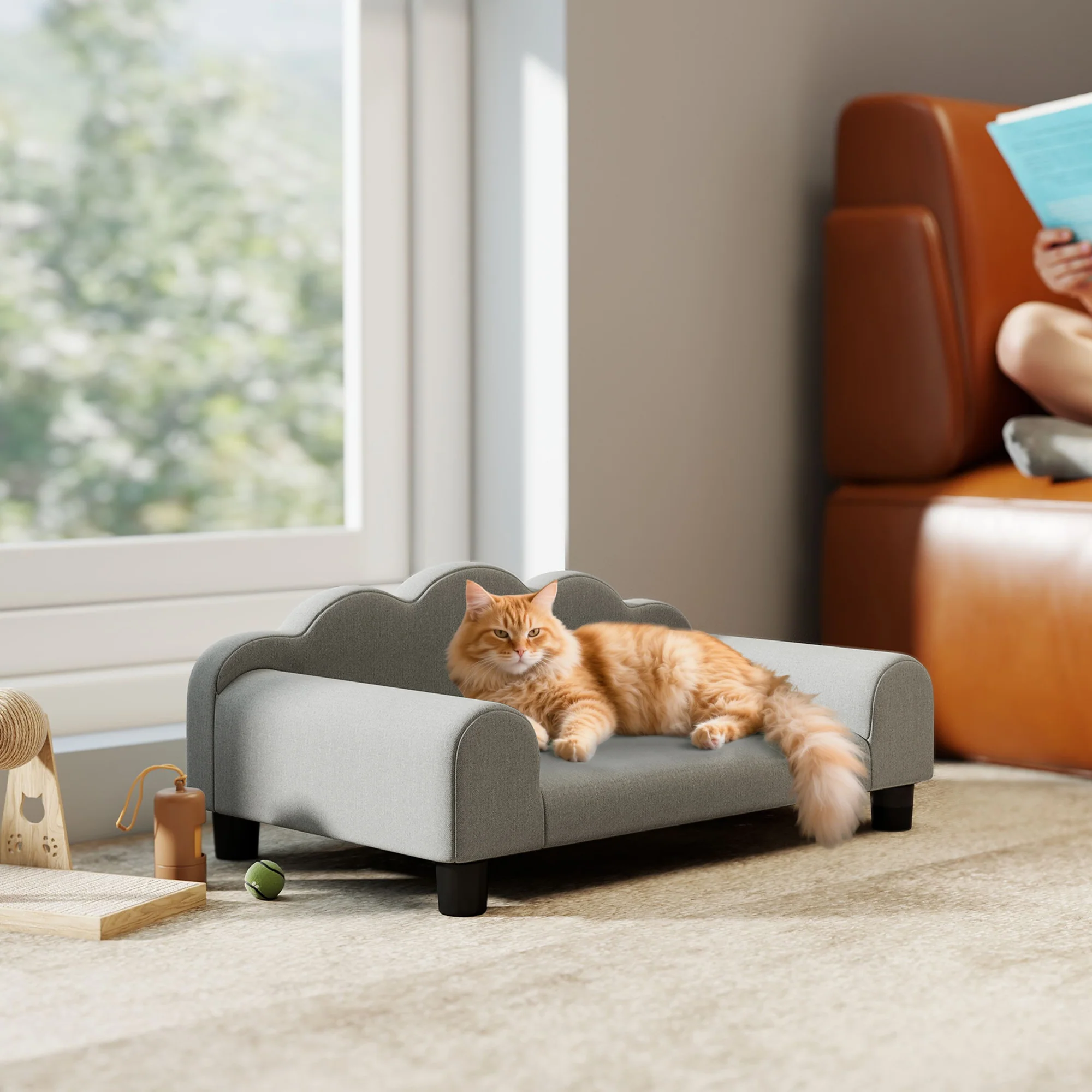 PawHut Dog Sofa Bed, Cat Sofa With Backrest, Armrest, For Small Dogs - Image 18