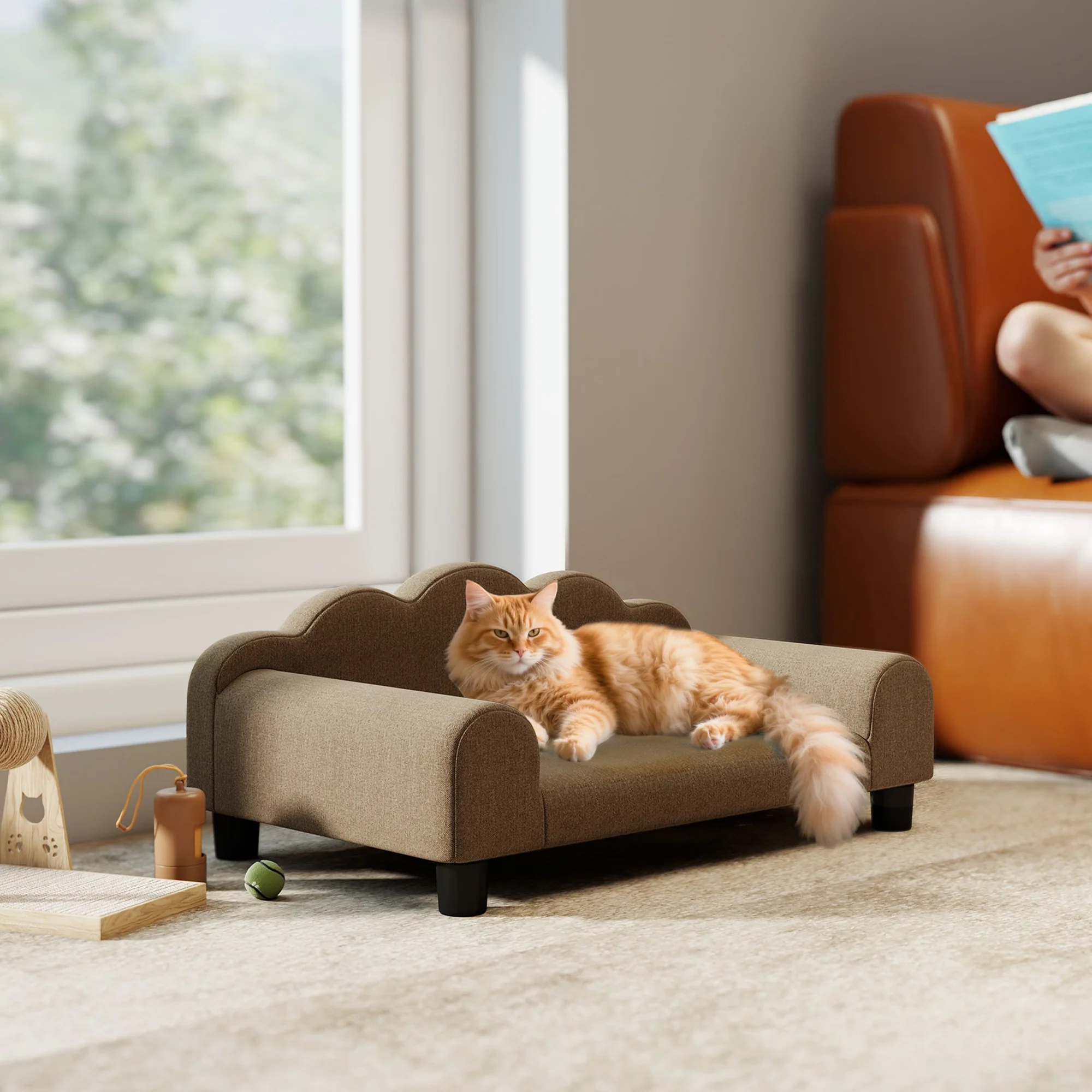 PawHut Dog Sofa Bed, Cat Sofa With Backrest, Armrest, For Small Dogs - Image 9