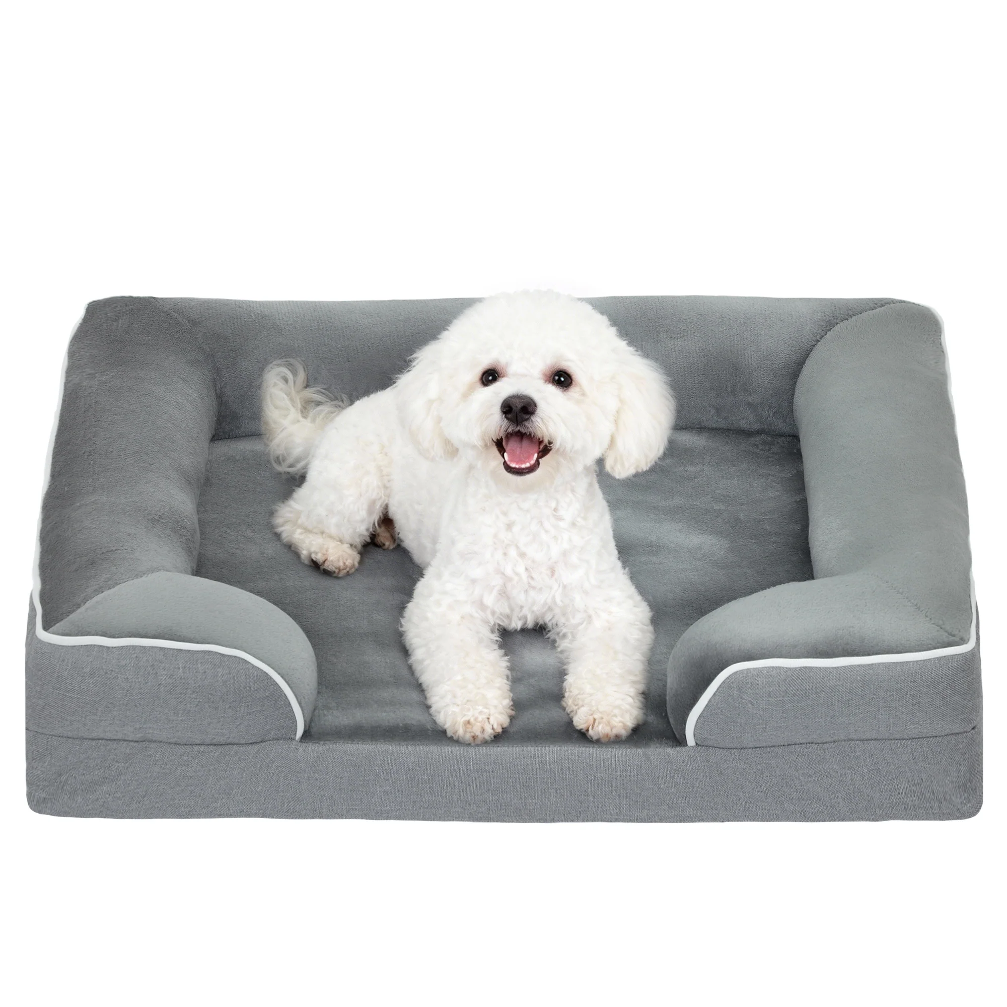 PawHut Dog Sofa Bed, Washable Pet Bed With Non-Slip Bottom, Grey