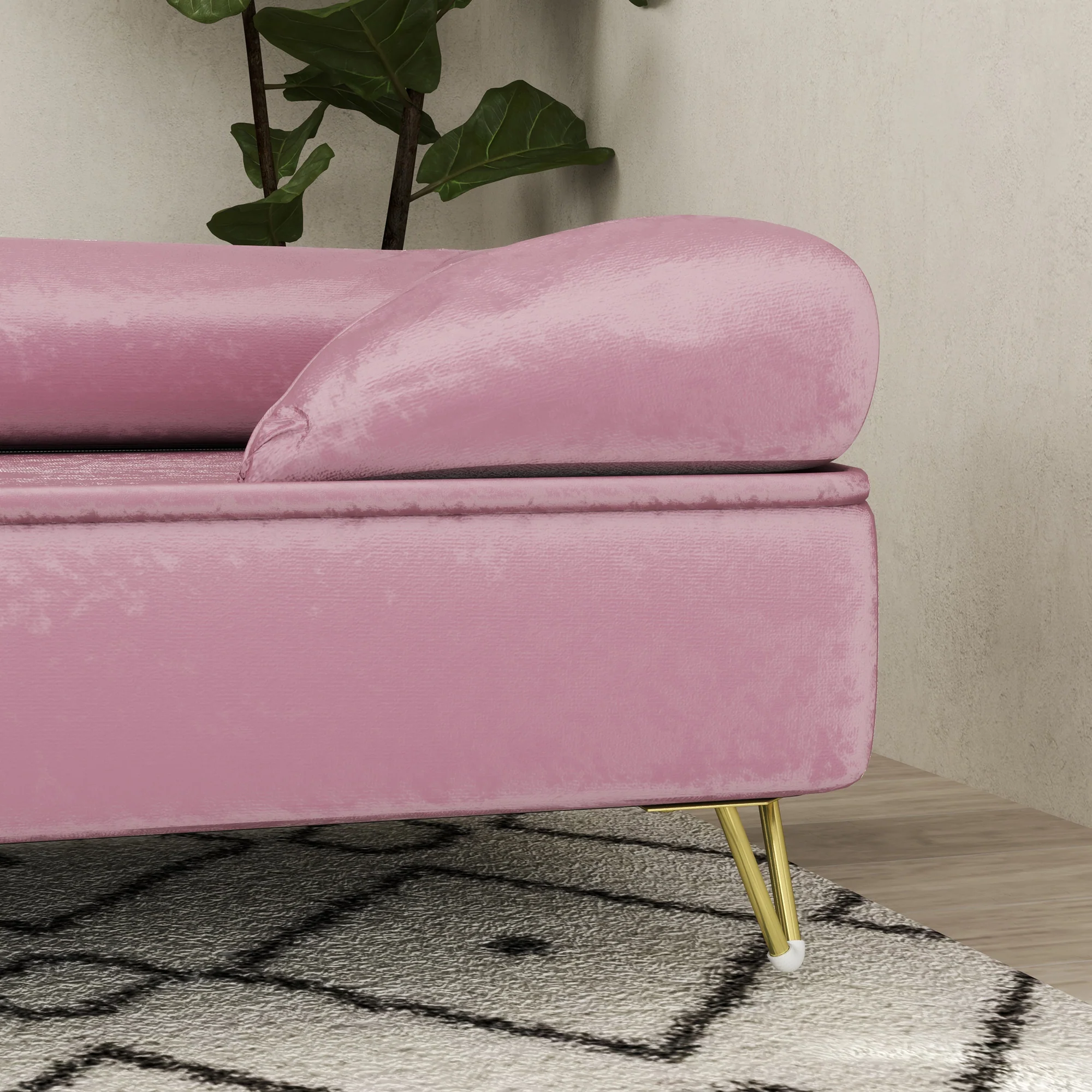PawHut Dog Sofa Pet Couch W/ Removable Backrest Cushion Washable Cover - Pink - Image 9