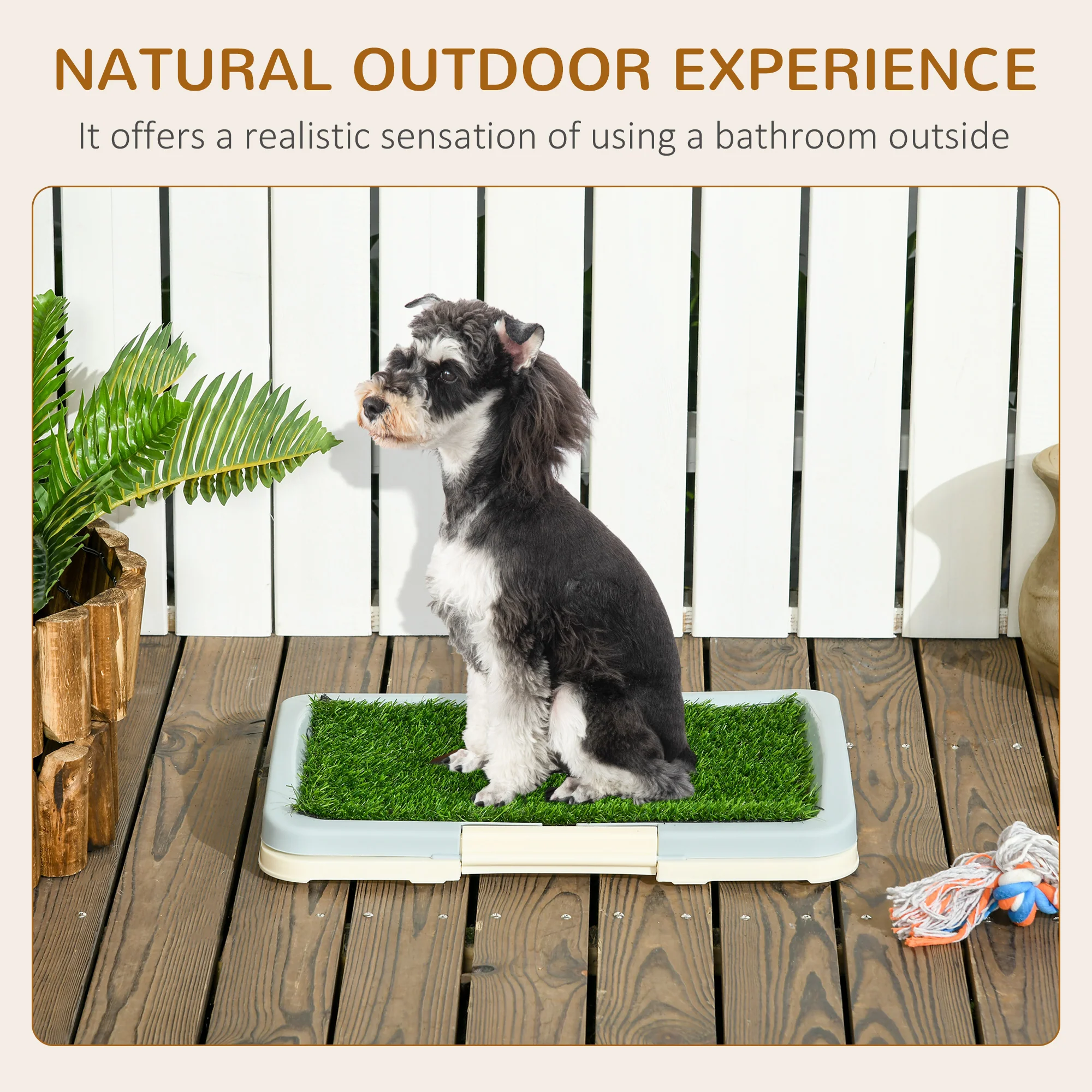 PawHut Dog Toilet Indoor w/ Artificial Grass, Grid Panel, Tray, 46.5 x 34cm - Image 3