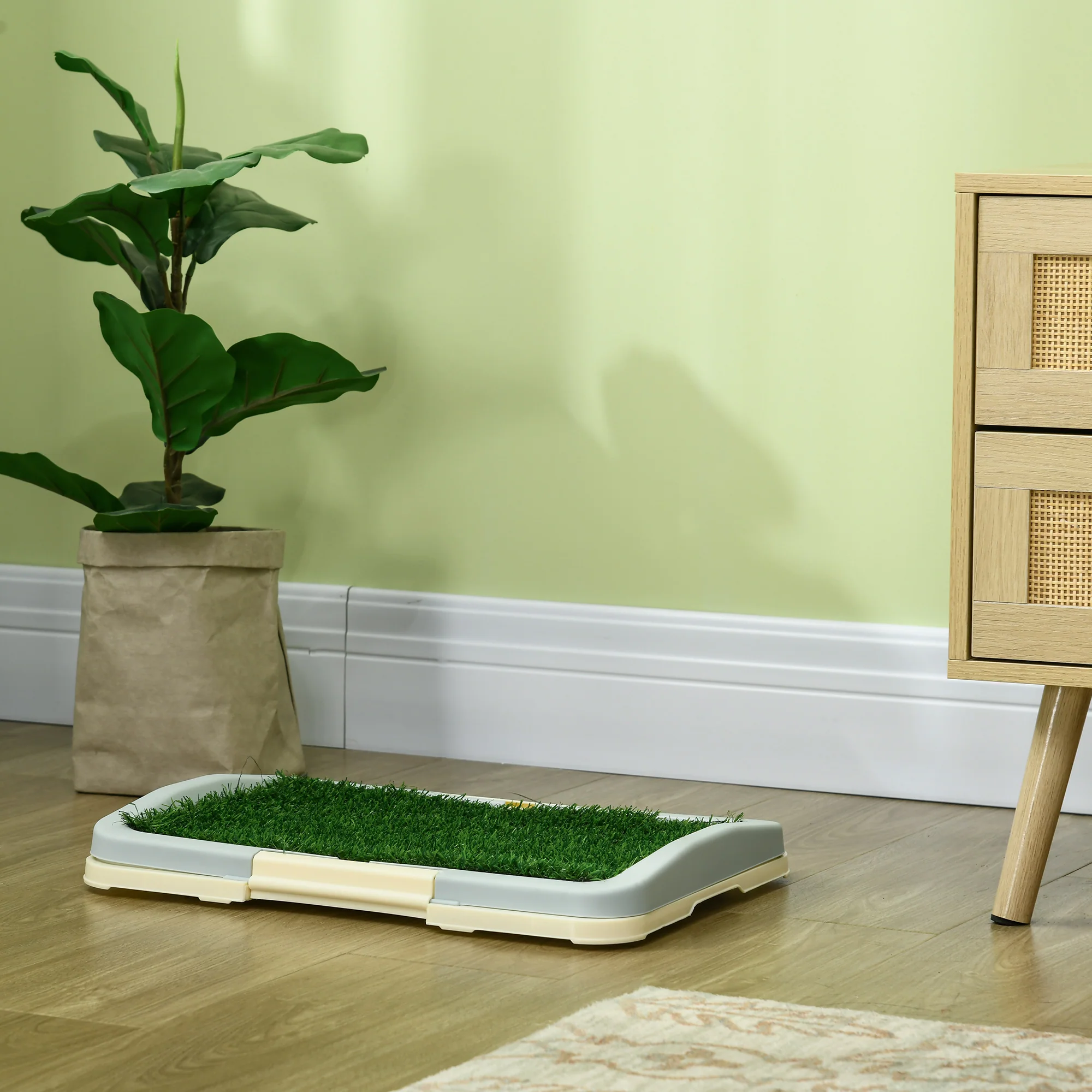 PawHut Dog Toilet Indoor w/ Artificial Grass, Grid Panel, Tray, 46.5 x 34cm - Image 7