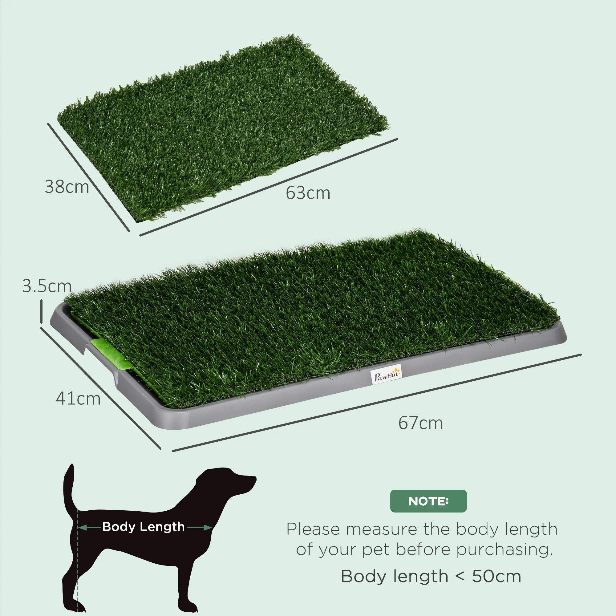 PawHut Dog Toilet With 2 Packs Artificial Grass Pads, 67 X 41cm, Green - Image 5
