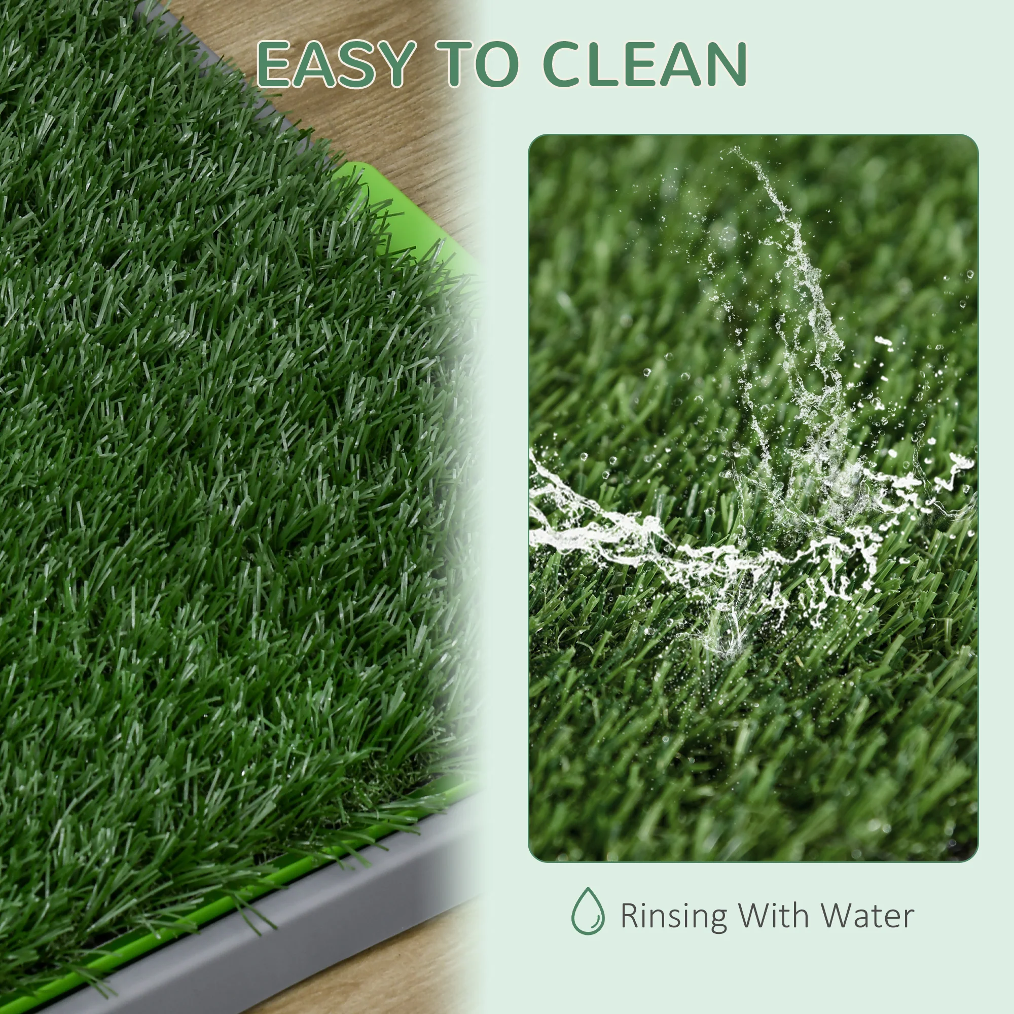 PawHut Dog Toilet With 2 Packs Artificial Grass Pads, 67 X 41cm, Green - Image 6