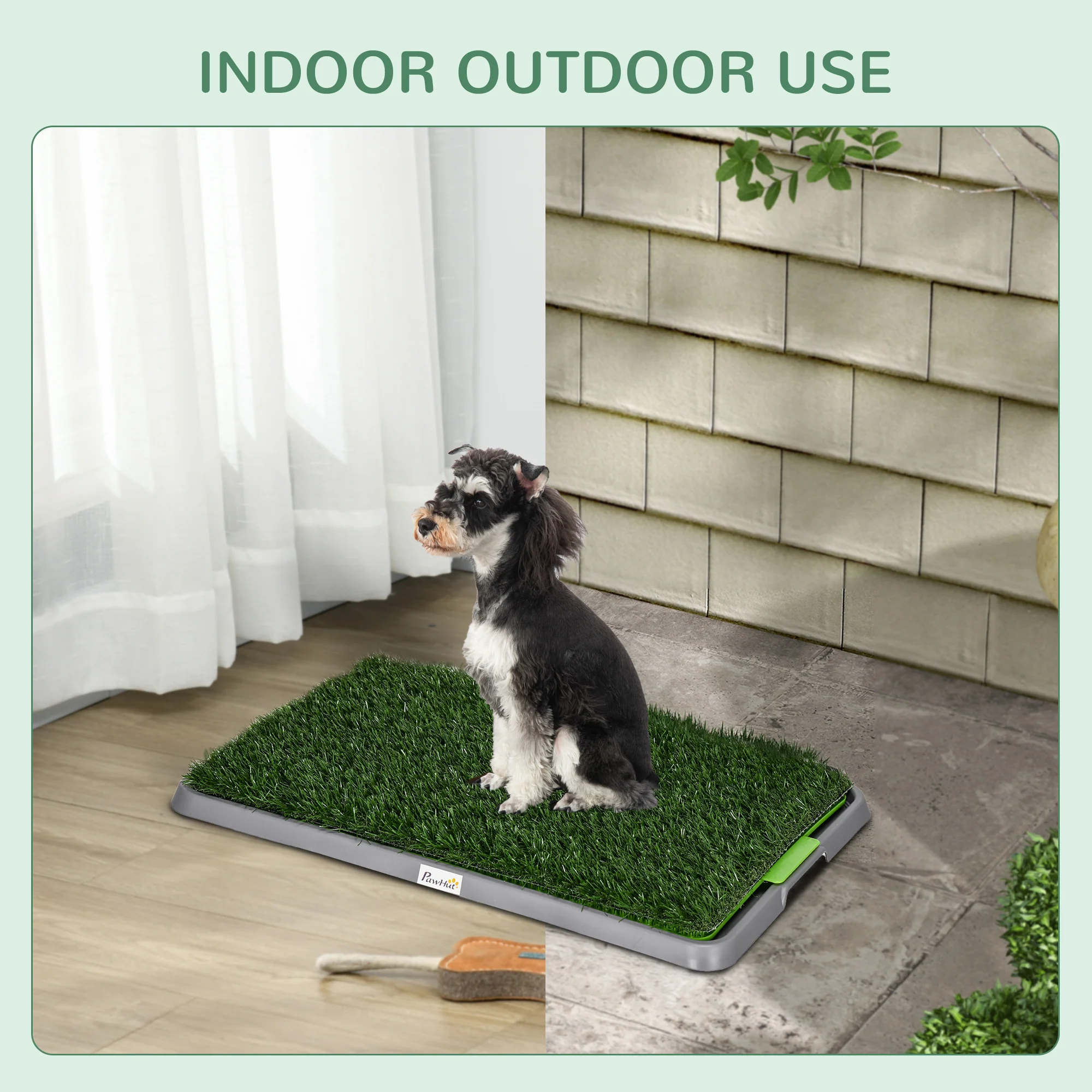 PawHut Dog Toilet With 2 Packs Artificial Grass Pads, 67 X 41cm, Green - Image 7
