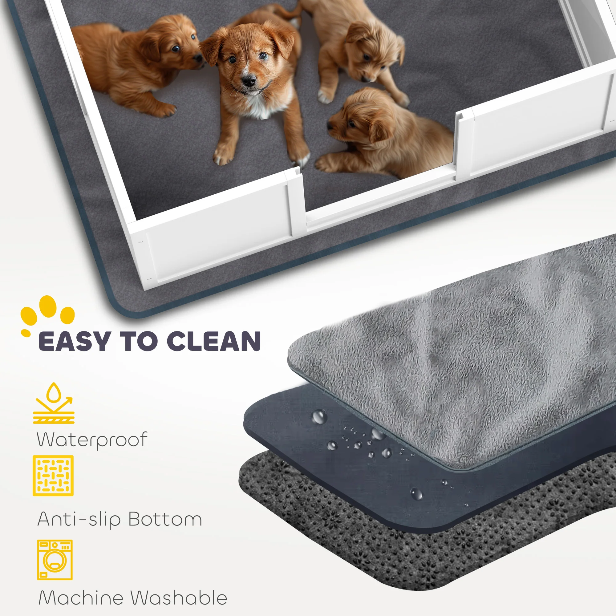 PawHut Dog Whelping Box with Whelping Pad, Adjustable Entrance - White - Image 12