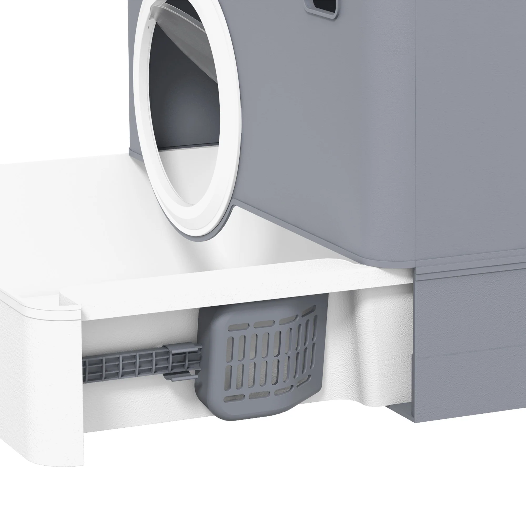 PawHut Enclosed Cat Litter Tray With Lid, Front Entry, Top Exit, Scoop - Image 17